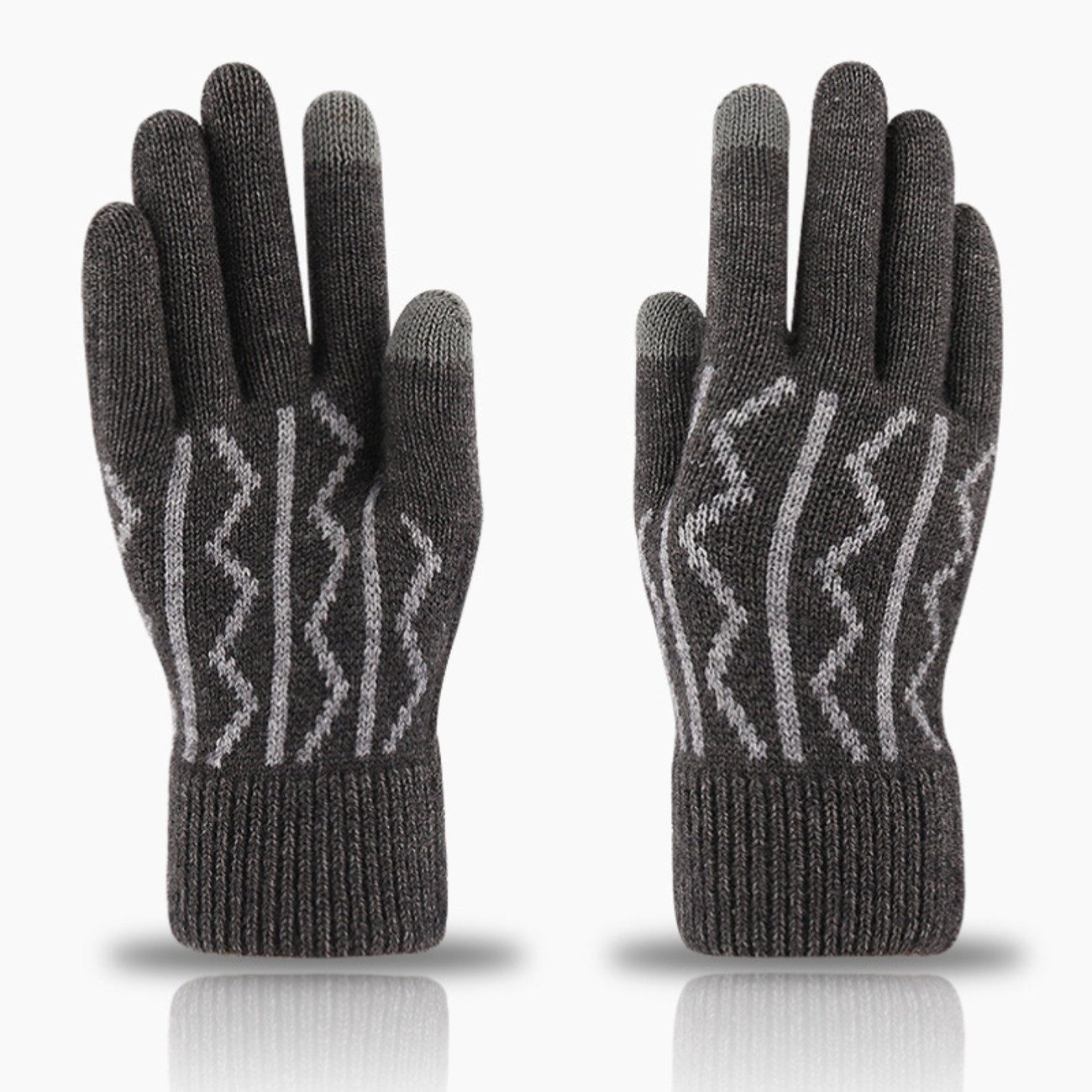 Jacquard-Touchscreen-Handschuhe Herren-Wintermode, lässige grau3 Union Reisen Strickhandschuhe