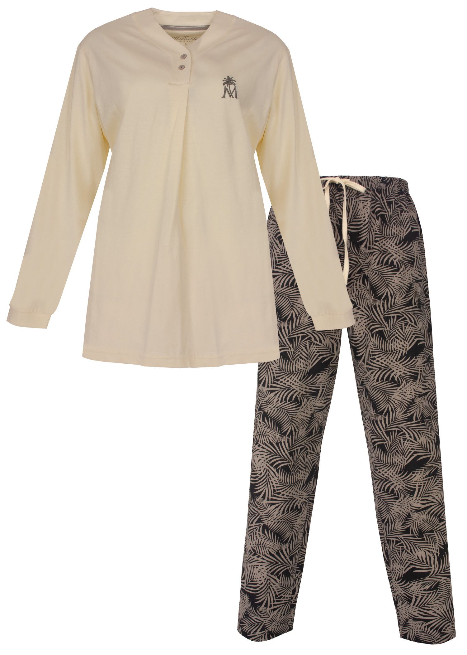 Medaillon Schlafanzug Modischer Damen Pyjama (2 tlg) Baumwolle