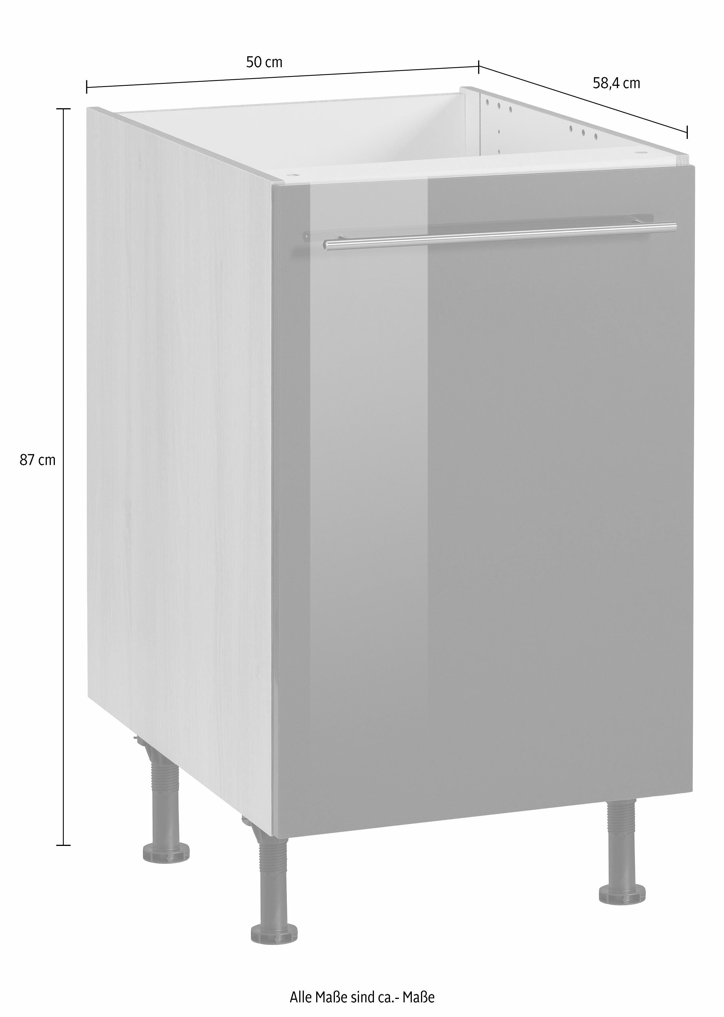 OPTIFIT Spülenschrank Bern 50 cm breit, mit 1 Tür, mit höhenverstellbaren Füßen, mit Metallgriff