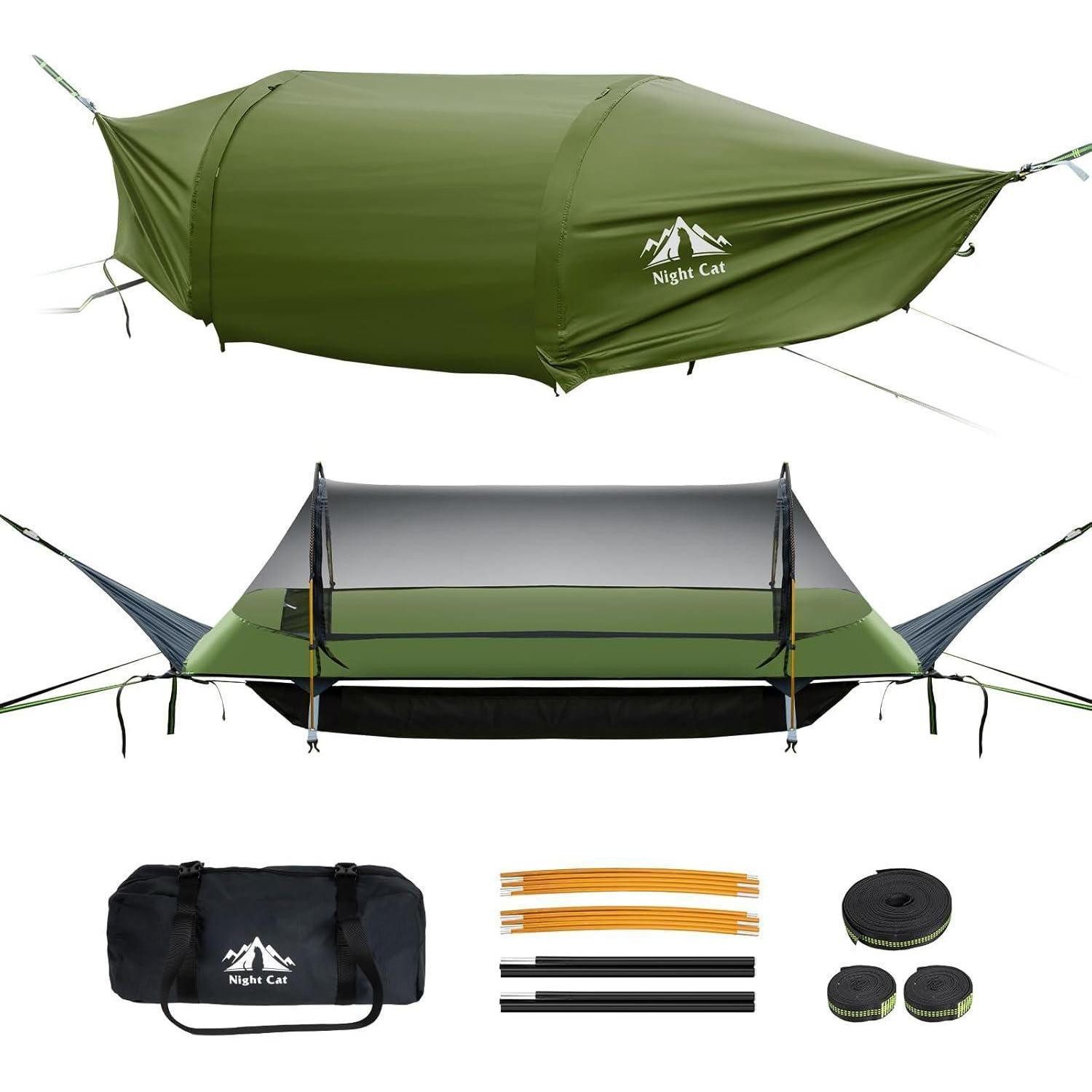 Hängematte Night Cat Hängemattenzelt Flachboden 1 Person Moskitonetz Camping
