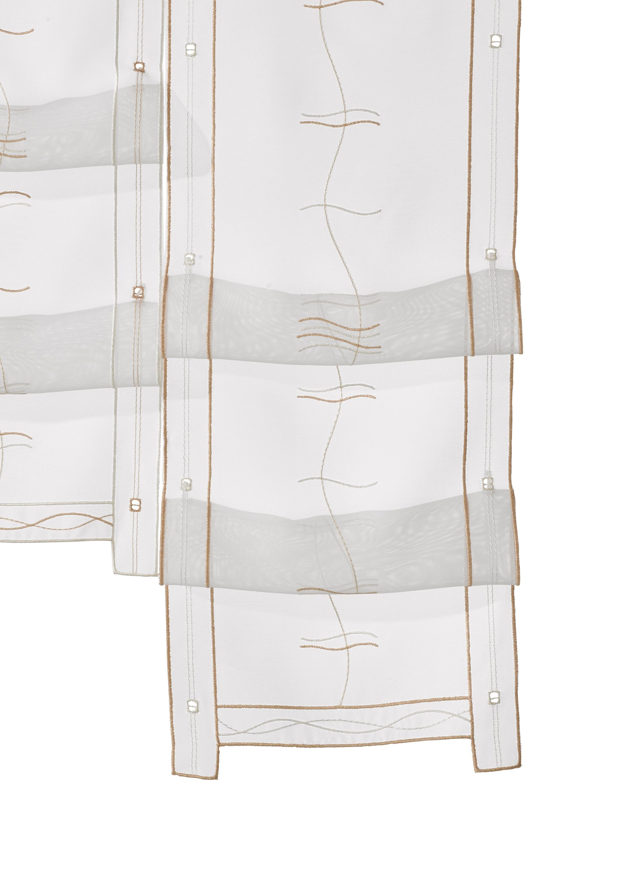 Weckbrodt Scheibengardine Selina (1 St), Stangendurchzug, transparent, Voile, Hochraff, Gardine, Voile, echte Stickerei, transparent, Store