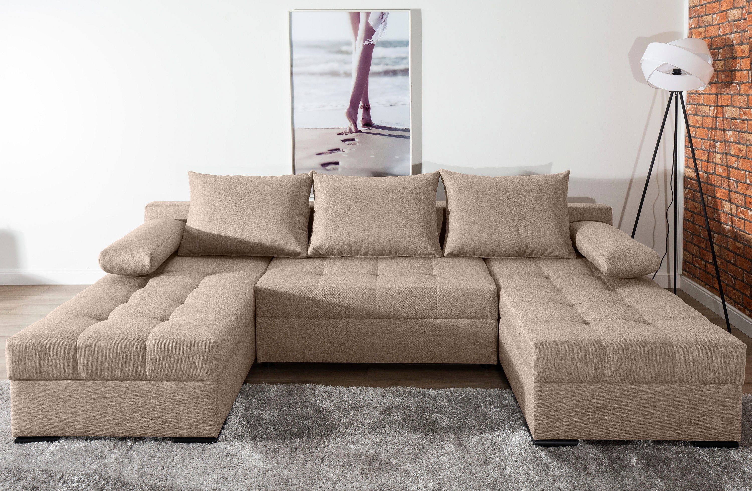 COLLECTION AB Wohnlandschaft Josy U-Form, B: 269 cm, mit Bettfunktion & Bettkasten, Federkern