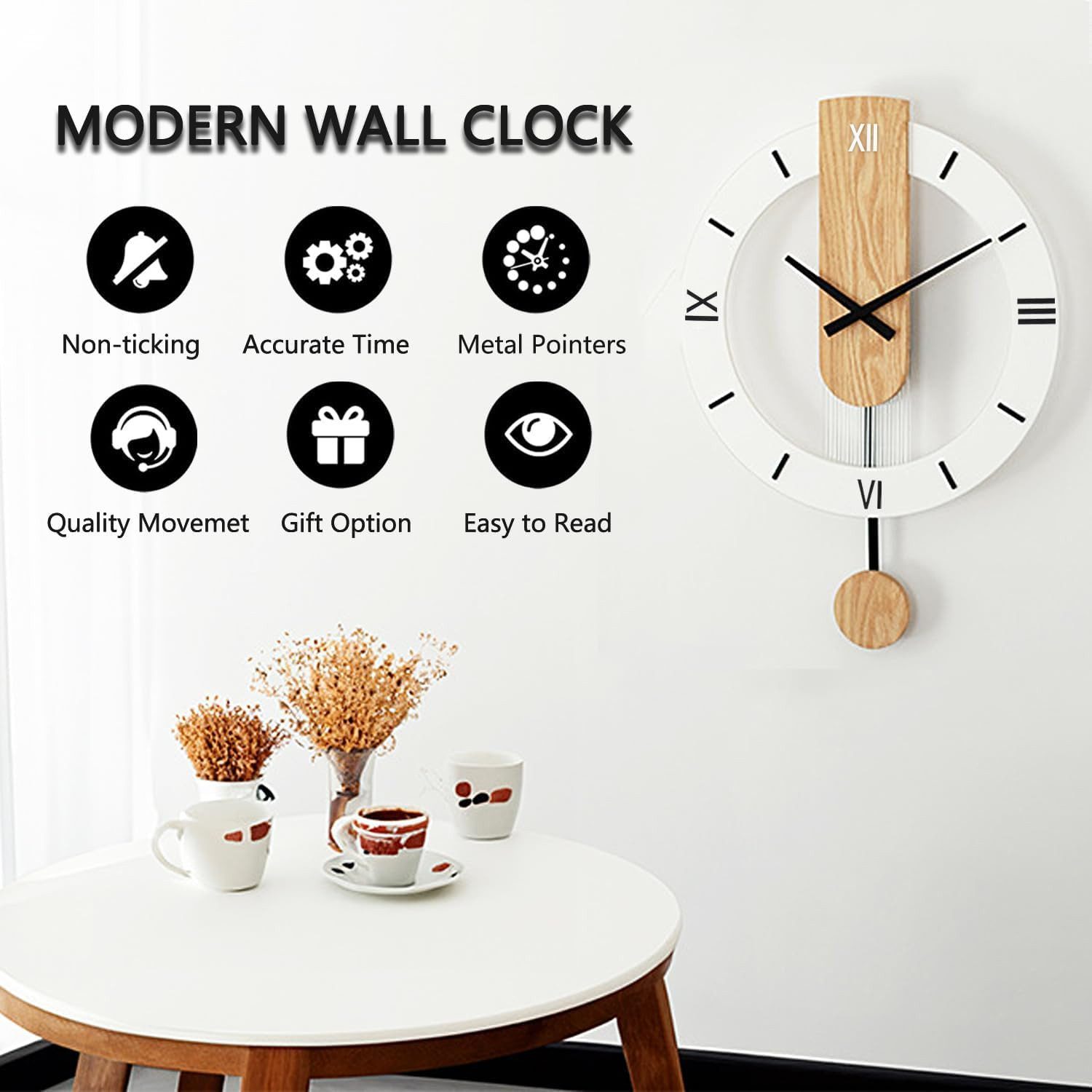 RWEUOQ Wanduhr Wanduhr Holz mit Pendel, günstig online kaufen