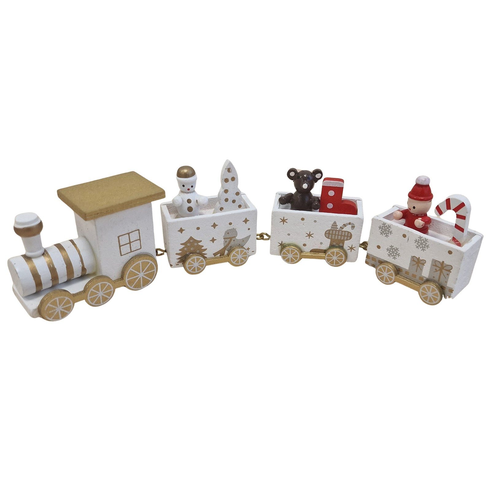 Logbuch-Verlag Dekofigur Holz Zug 4-teilig Weiß 21 cm lang Weihnachtsdeko m günstig online kaufen