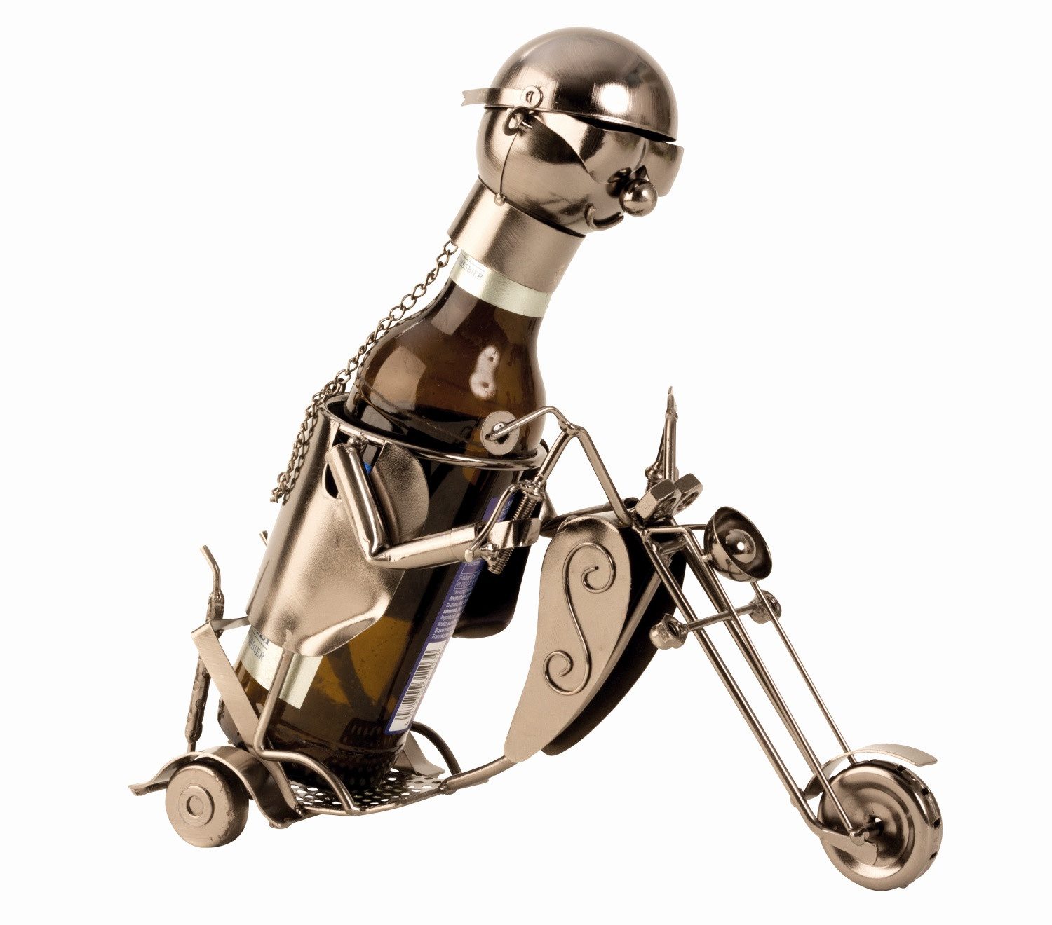 Mel-O-Design Dekofigur 3059 Bier-Flaschenhalter "Motorradfahrer" (Stück, 1 St., 1), Blickfang
