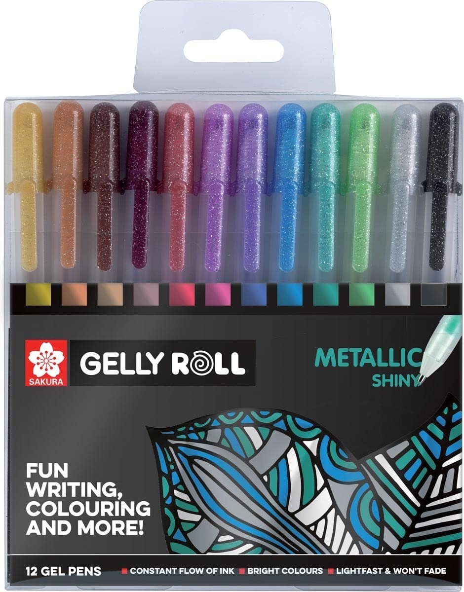 Sakura Roll Gelly Metallic, 12er Tintenroller Gel-Tintenroller Etui