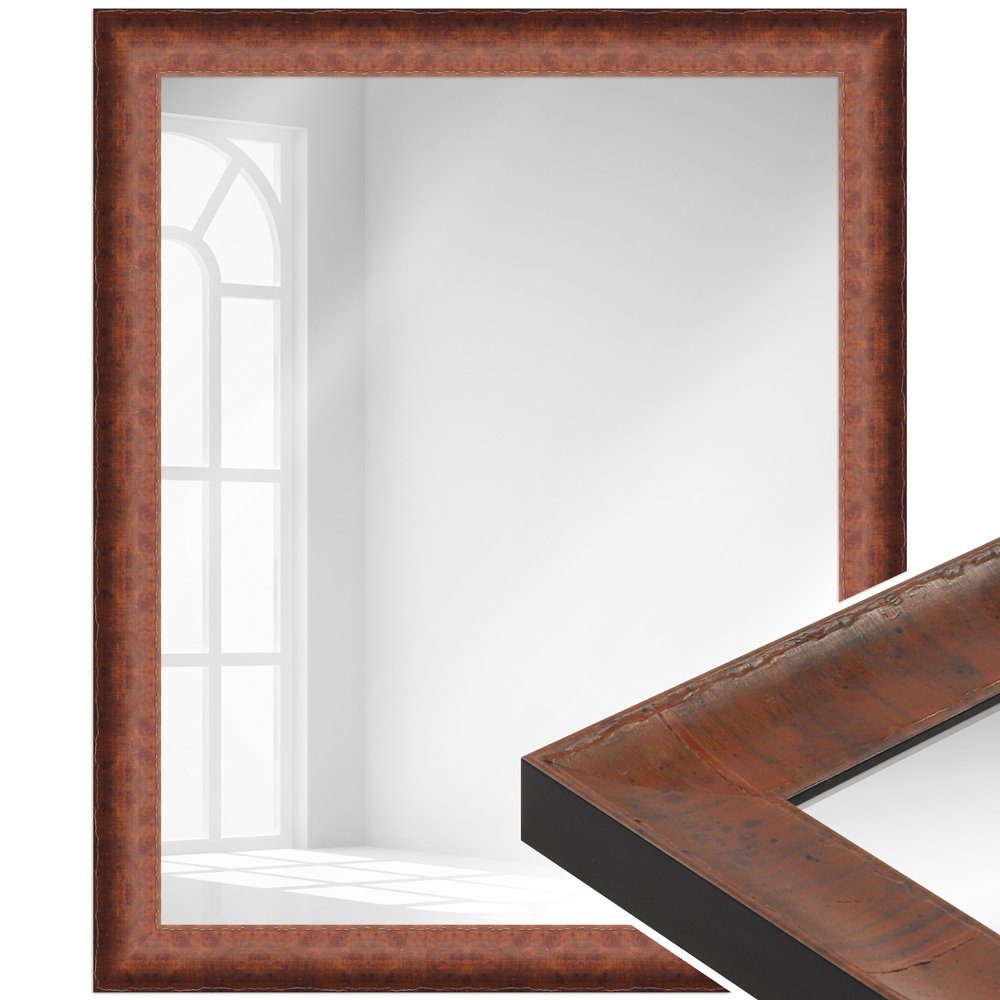 WANDStyle Wandspiegel H620, Nussbaum-Optik, aus Massivholz im Antik Stil