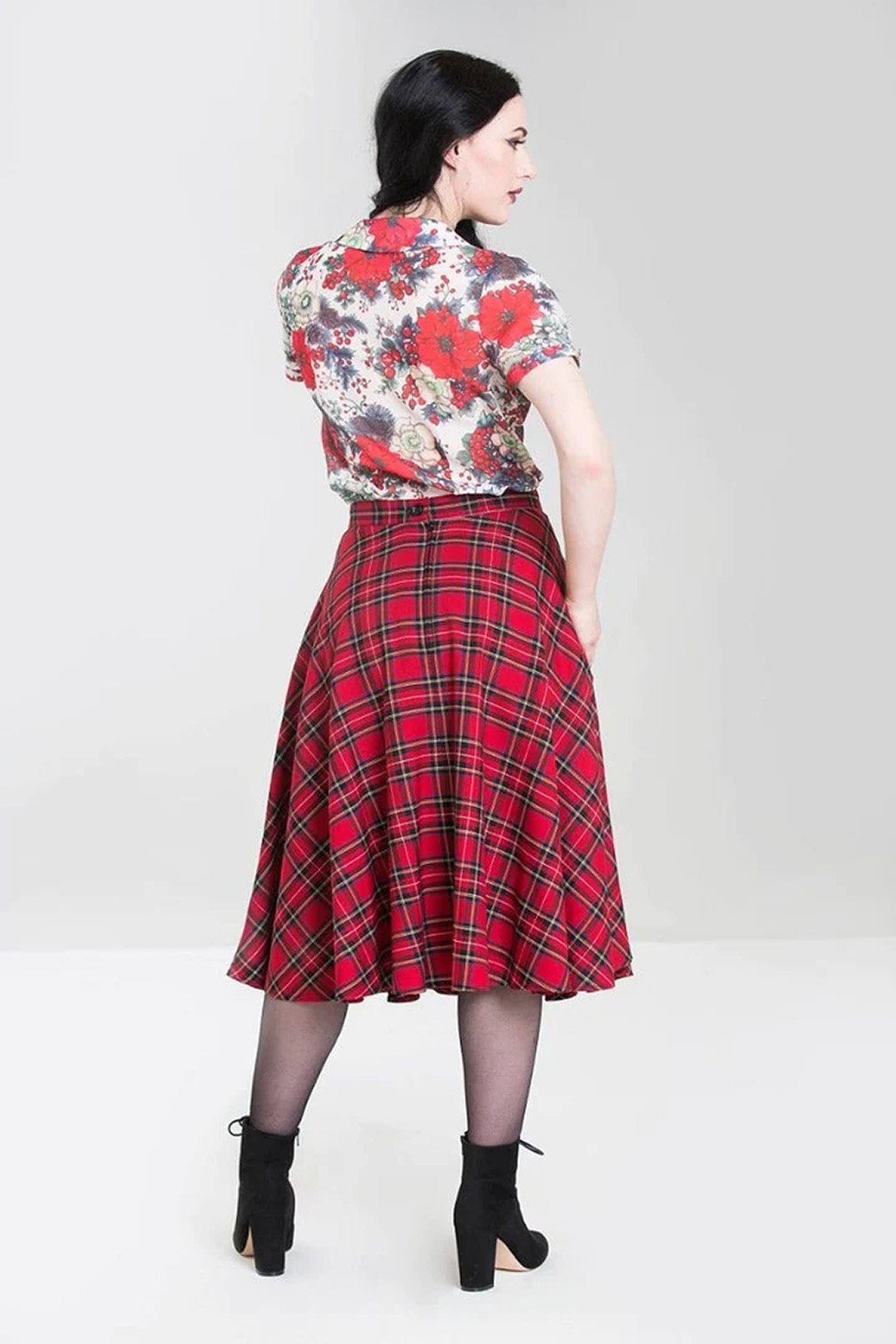 Hell Bunny A-Linien-Rock Irvines 50's Skirt Rot Tartan Vintage Karo Retro  Kariert