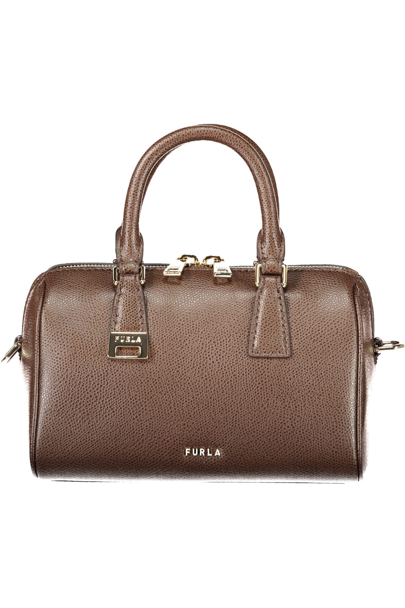 Furla Umhängetasche, Elegante Mini Boston Tasche in Braun mit Schultergurt und Innentasche