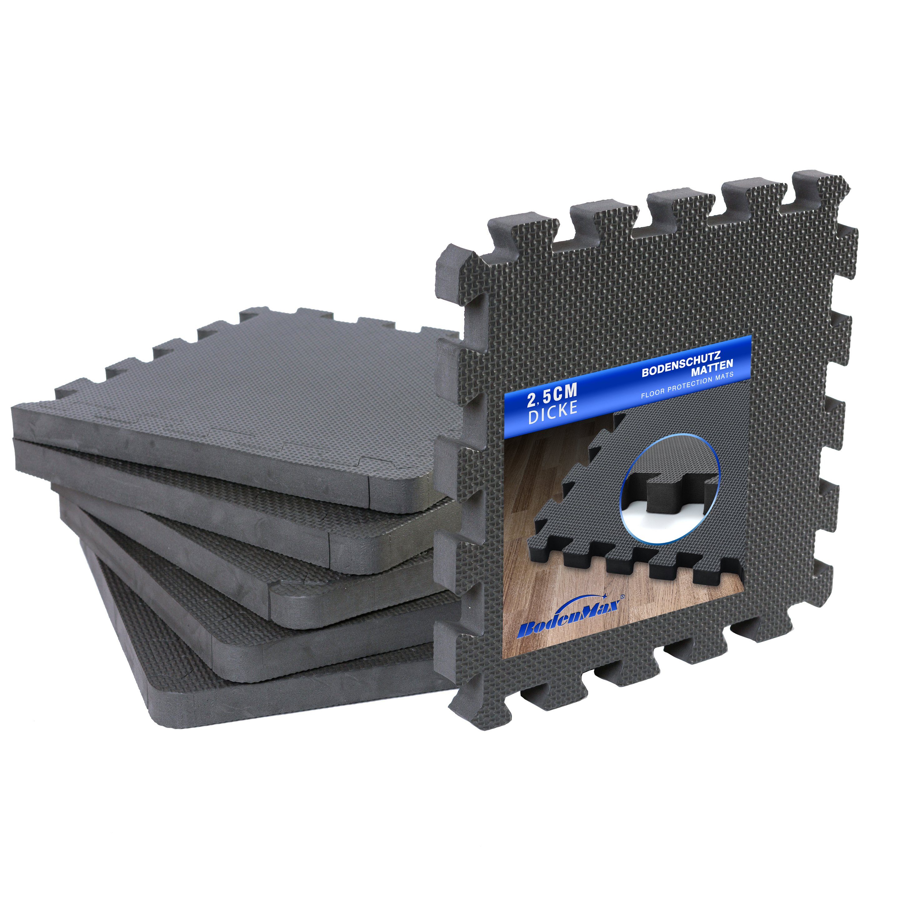 BodenMax Bodenturnmatte Bodenschutzmatte EVA 32x32cm - extra dick 2.5cm [+150% mehr Schutz] (6-St)