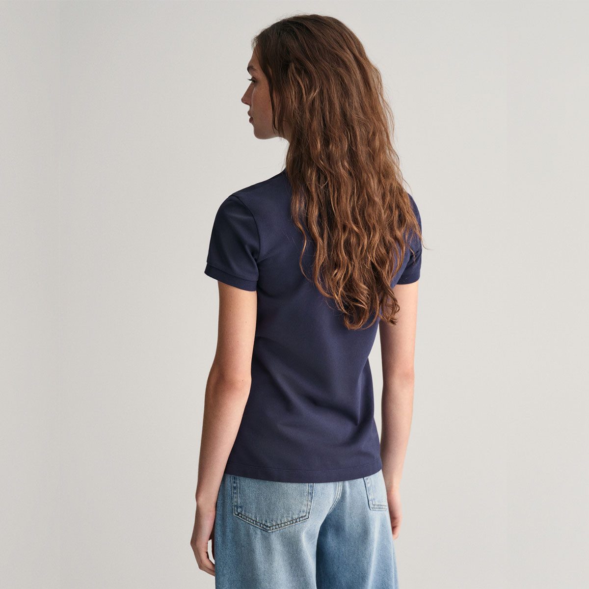Gant Poloshirt 4200828 Damen Poloshirt Slim Sleeve mit Kontrastkragen
