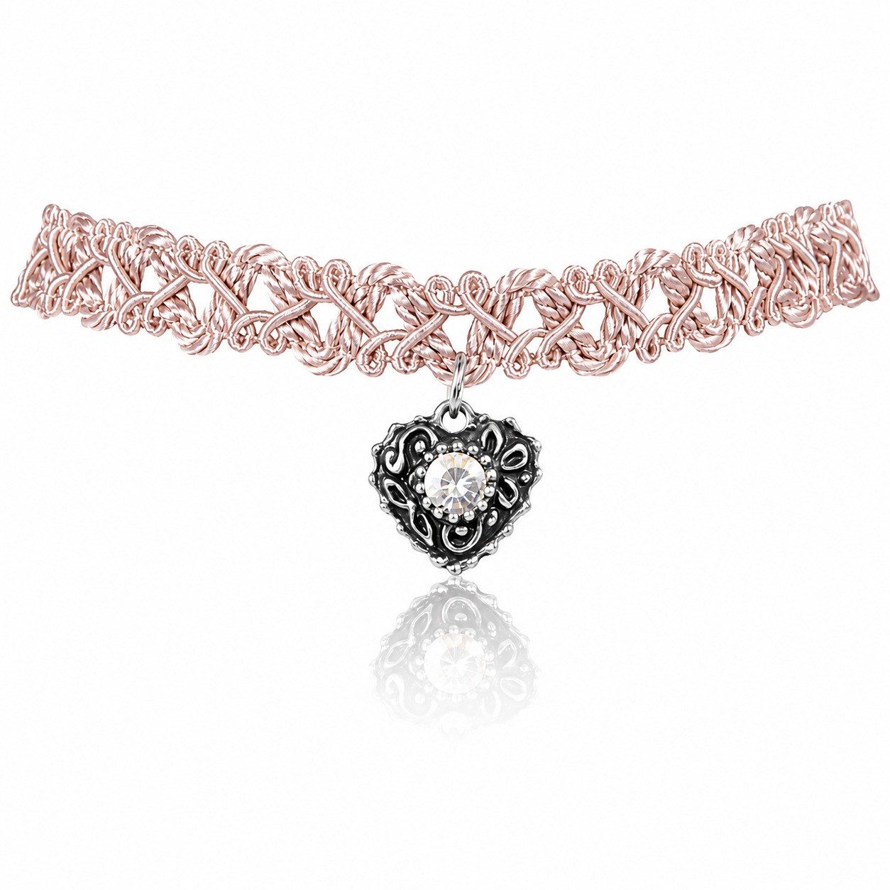 LUISIA® Collier Spitzen Kropfband "Malina" Herzanhänger mit Swarovski® Elements (inkl. Schmuckbox)