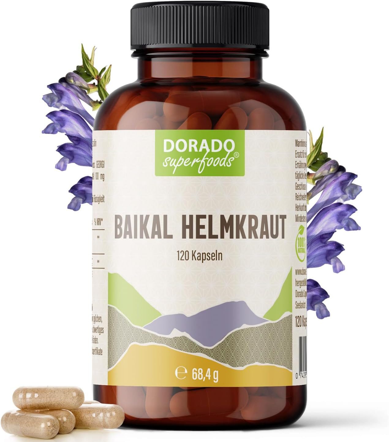 Dorado Superfoods Baikal Helmkraut - 120 x Kapseln, 1410 mg Tagesportion Kapsel, 120 St., 68.4 g