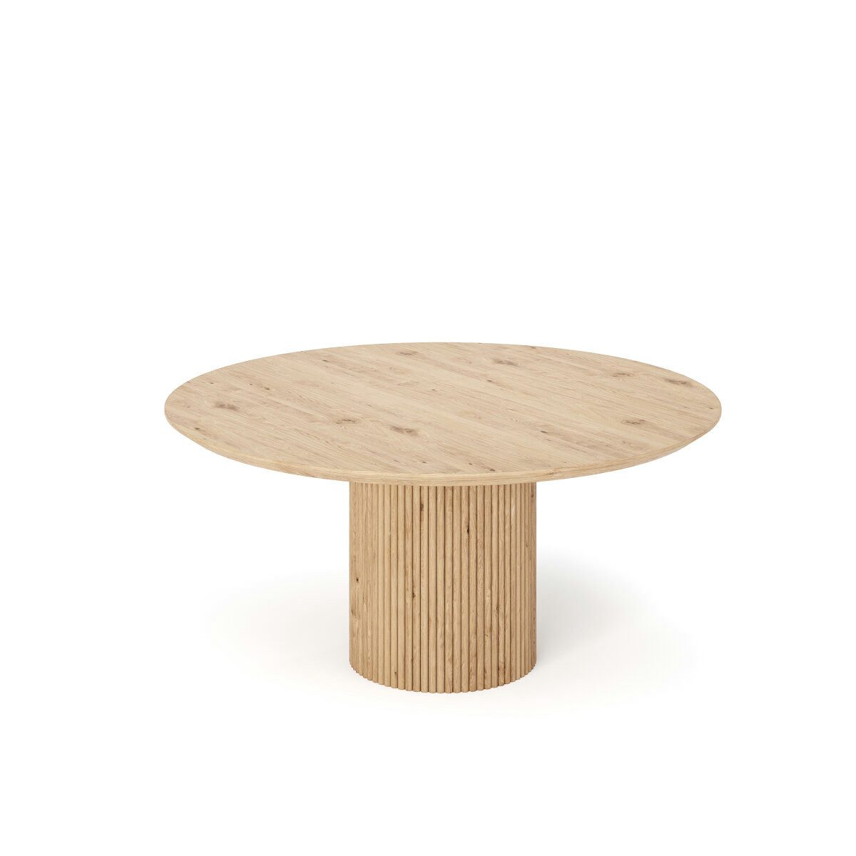 Rellgo Esstisch Eiche rund Carmen – Massivholz-Tisch mit Trommelgestell, Handgefertigt in Deutschland, Schweizer Kante, Elegantes Design