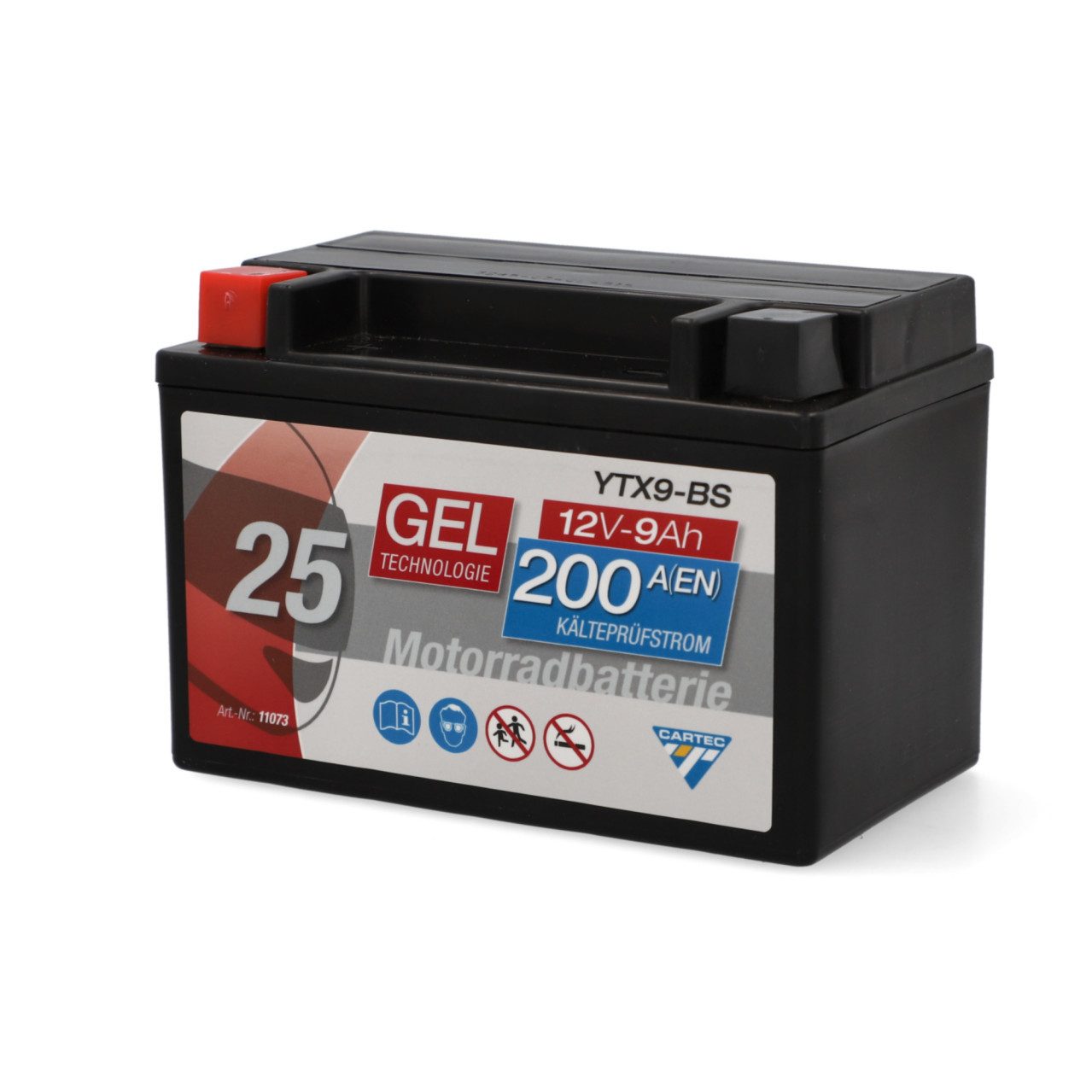 CARTEC Cartec Gel Motorradbatterie YTX9-BS 9Ah 200A Batterie