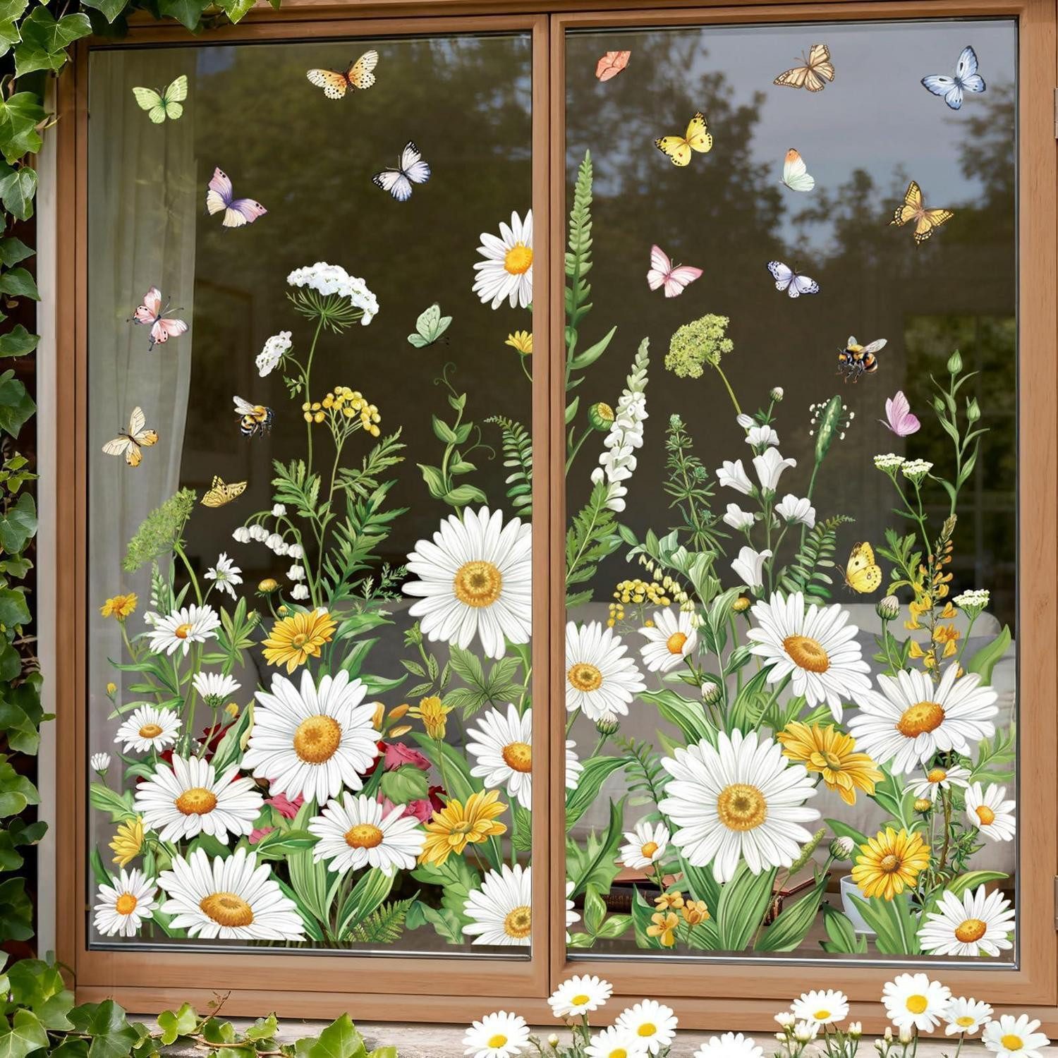 LuxusKollektion Fensterbild Fensterbilder Gänseblümchen Weiße Blumenwiese
