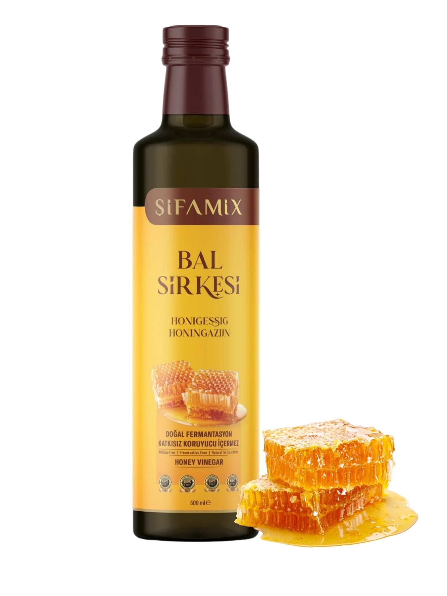 ADELSHOP Essig Sifamix Honigessig - Traditionell Fermentiert & Pur, 500 ml, Ungefiltert, Ohne Konservierungsstoffe