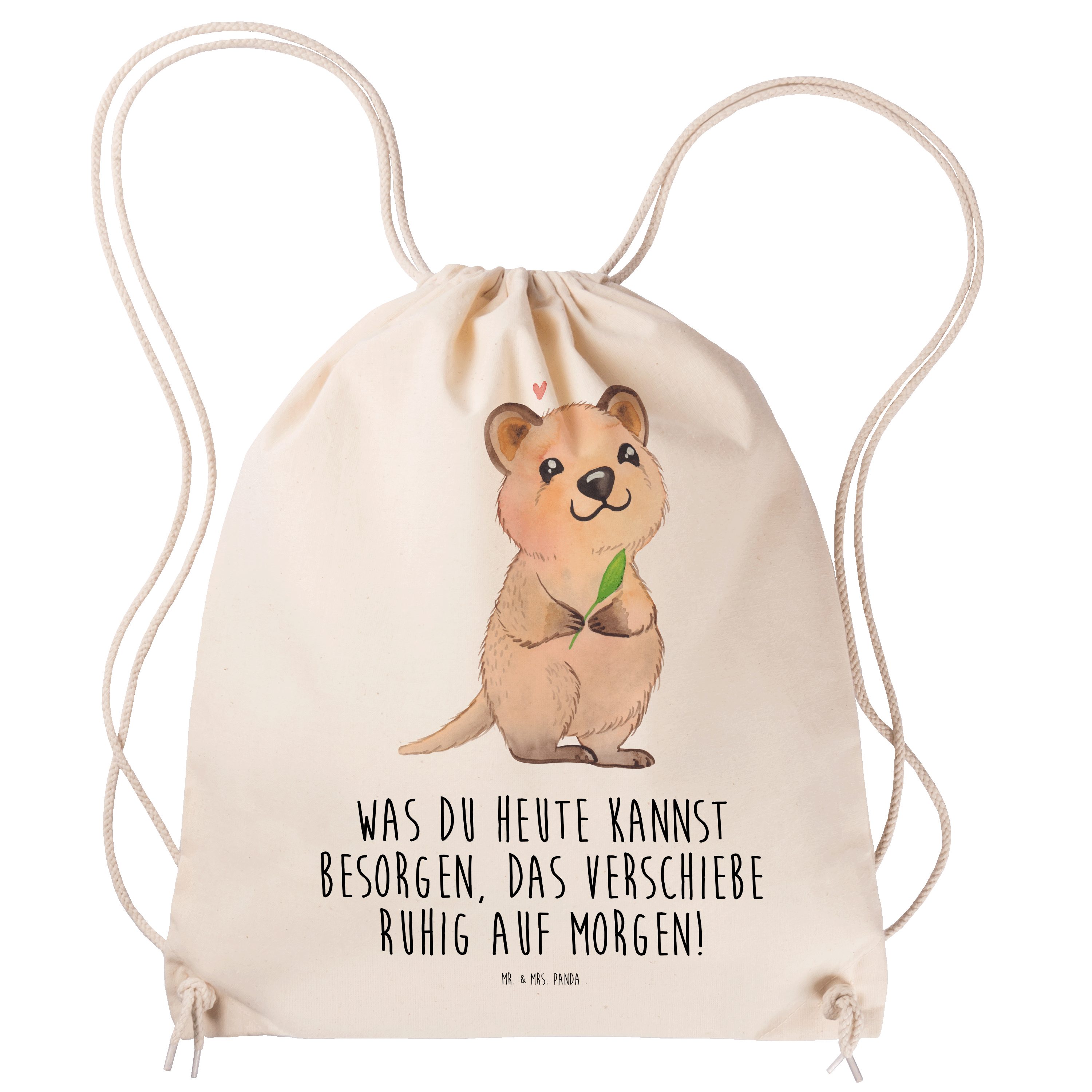 Mr. & Mrs. Panda Sporttasche Quokka Happy - Transparent - Geschenk, Tasche, Sporttasche, Tiere, Ni (1-tlg)