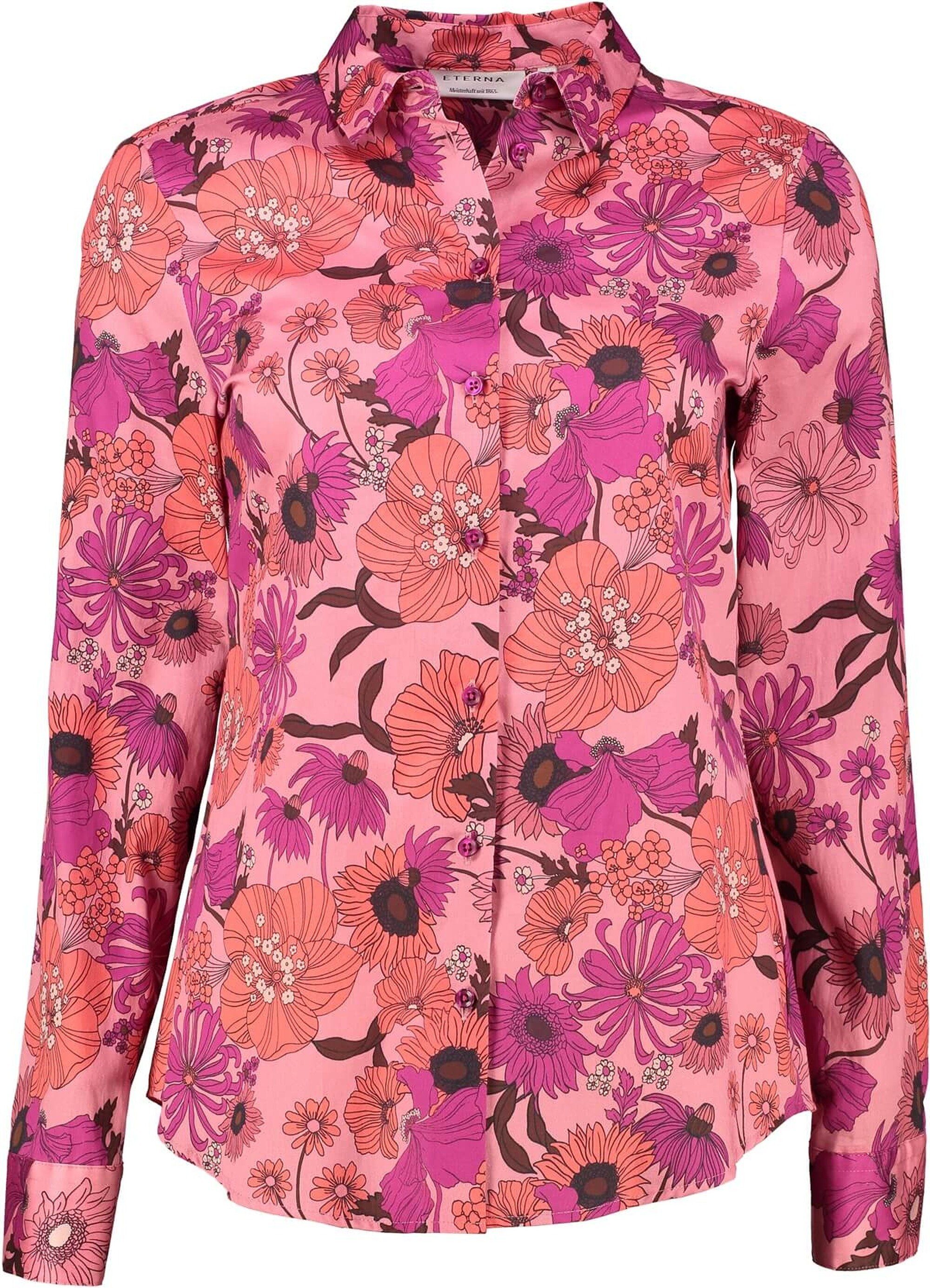 Klassische Bluse ETERNA Bluse pink geblümt Langarm in Natur-Qualität