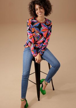 Aniston CASUAL Sweatshirt mit bunten, graphischen Blumen bedruckt