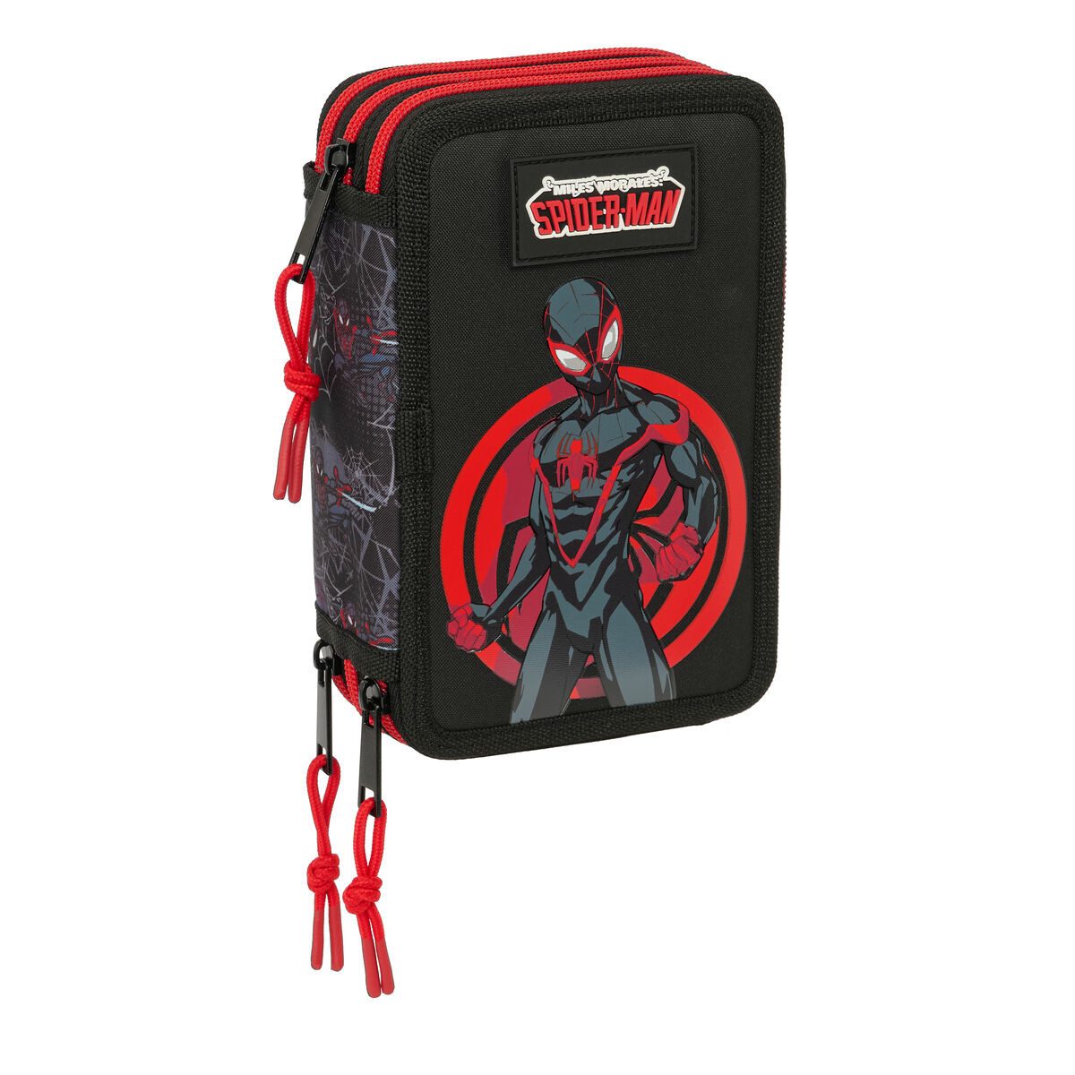 Spiderman Federtasche 125 x 195 x 55 cm Befüllte Federmappe Spider-Man Schwarz 12,5x19,5x5,5