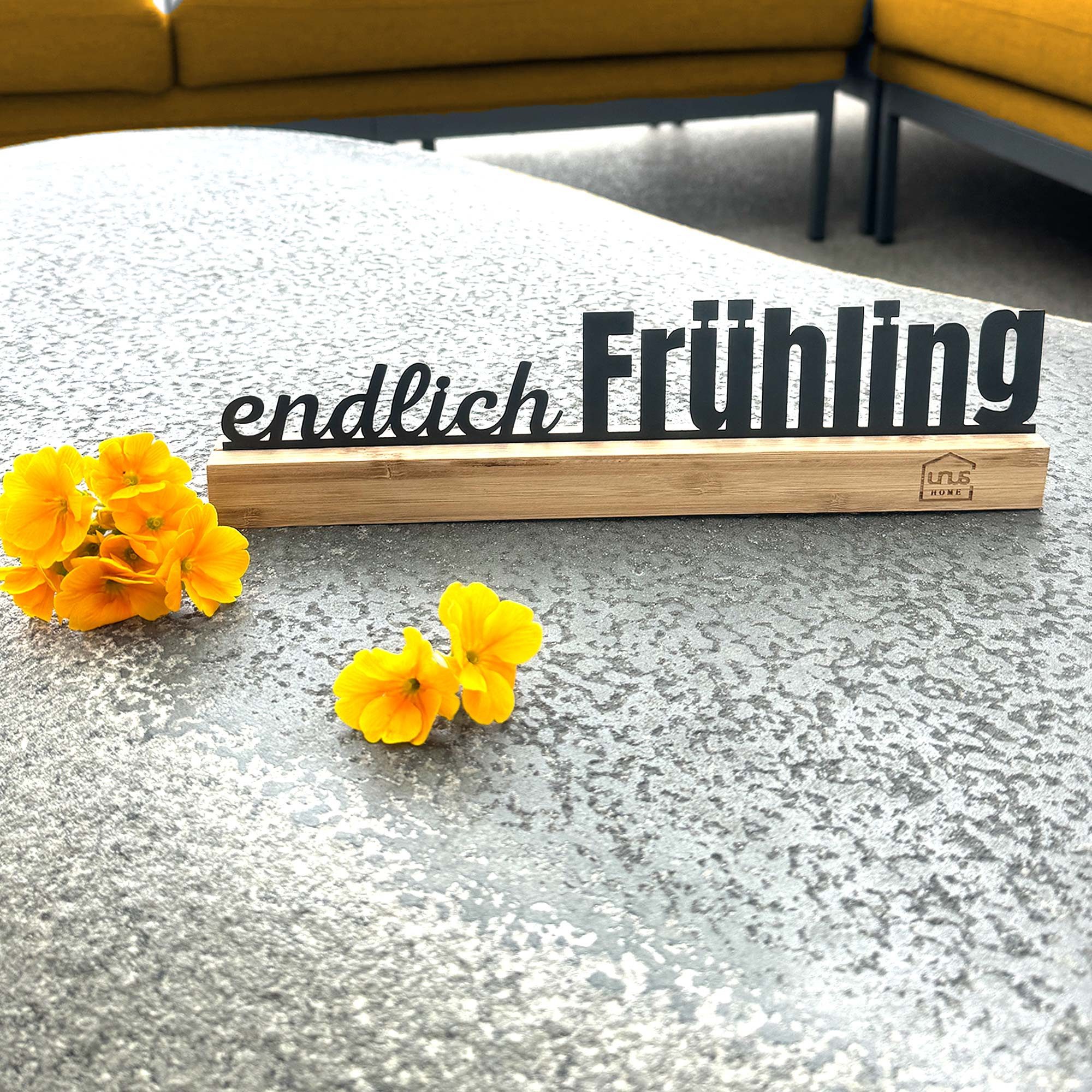 UNUS HOME Dekofigur Aufsteller Frühling und Herbst (30cm breit), Frühlingsspruch Frühlingsdekoration Frühlings-Aufsteller Frühling