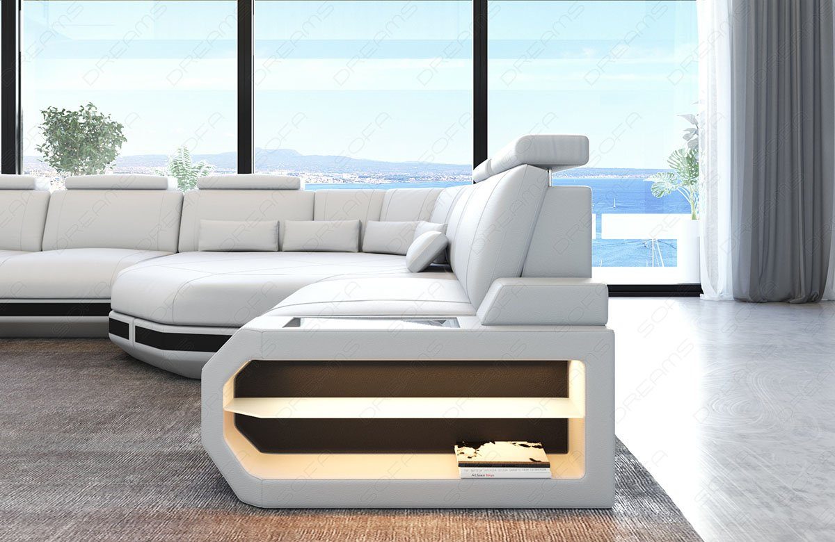 Sofa Dreams Ecksofa Asti, Couch, L Form Ledersofa mit LED, Designersofa