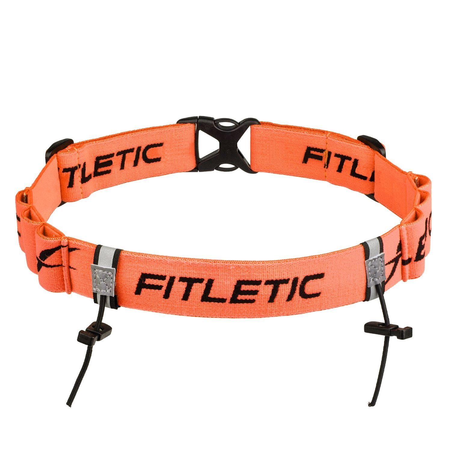 Fitletic Laufgürtel Laufgürtel "Race 2" für Gelschlaufen, mit Startnummer-Halterung Premium Laufausrüstung Orange | Gürteltaschen