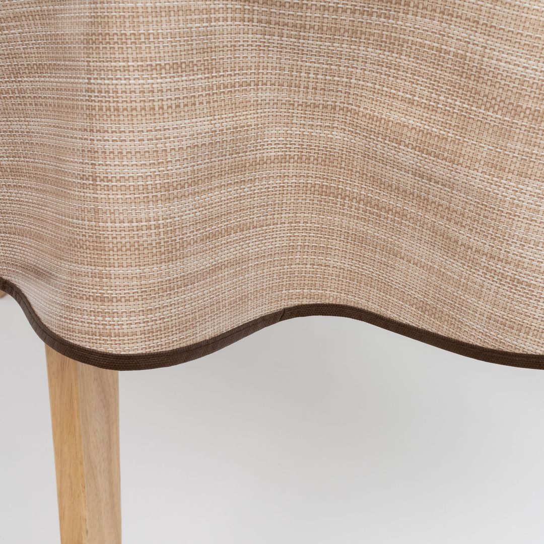 laro Tischdecke 140cm runde Wachstuchtischdecke Saum-Eingefasst Leinenoptik – Bild 5 von 5