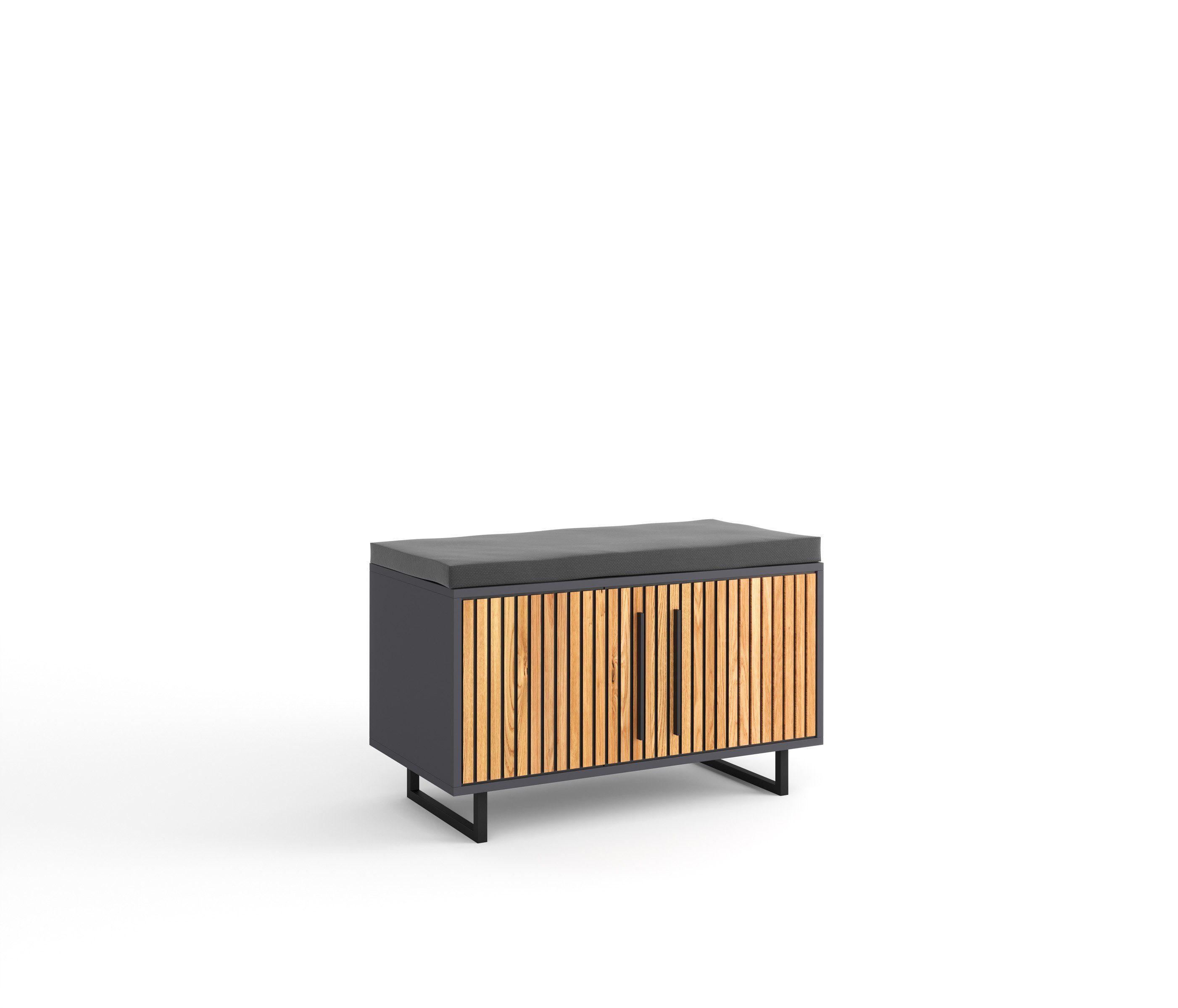 ELFO Schuhbank in Eiche / anthrazit, Eiche teilmassiv - 82x51x40cm (BxHxT)