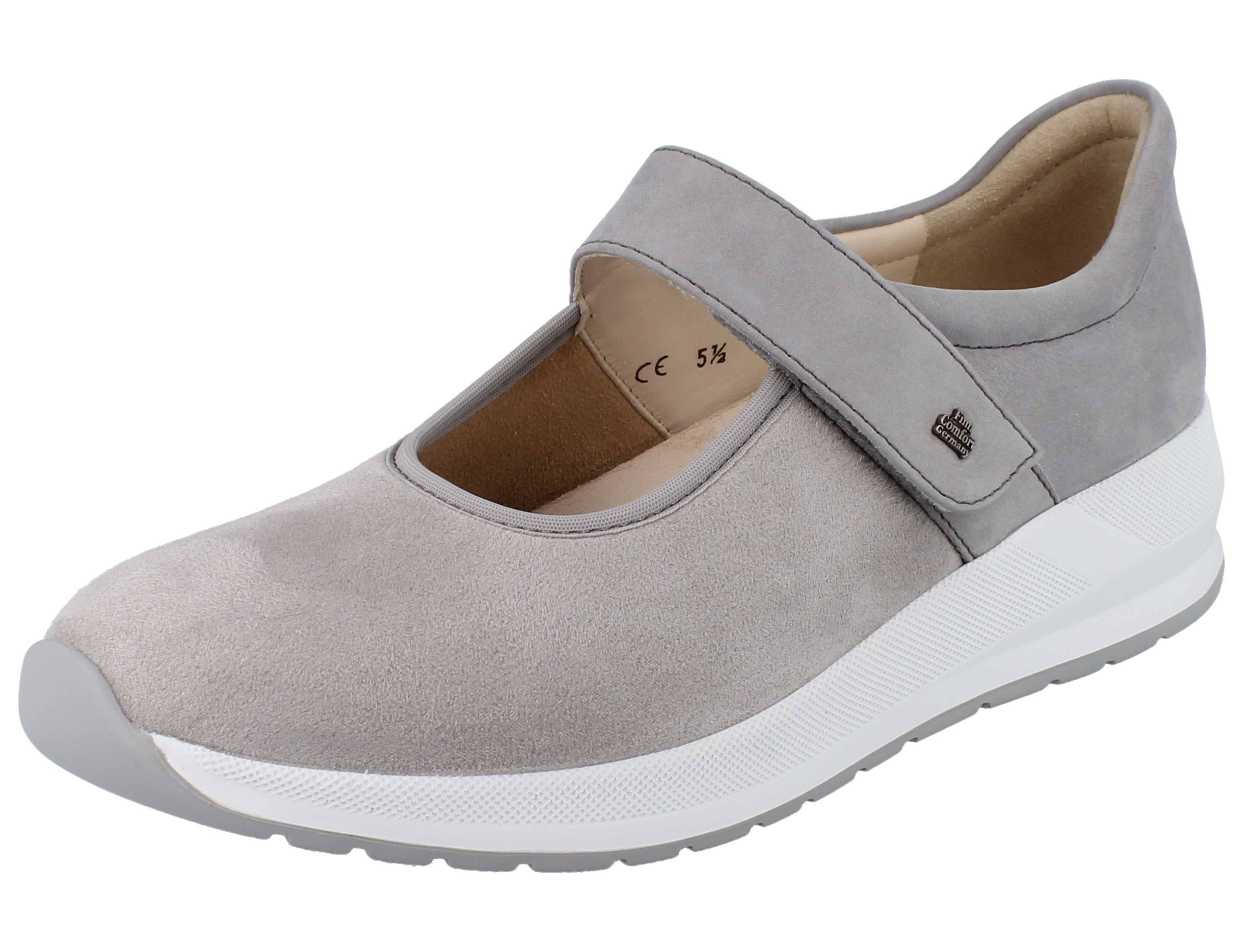 Finn Comfort FINN COMFORT Stretch Sakae Damen Ballerina hellgrau Nubukleder - Schnürschuh Wechselfußbett