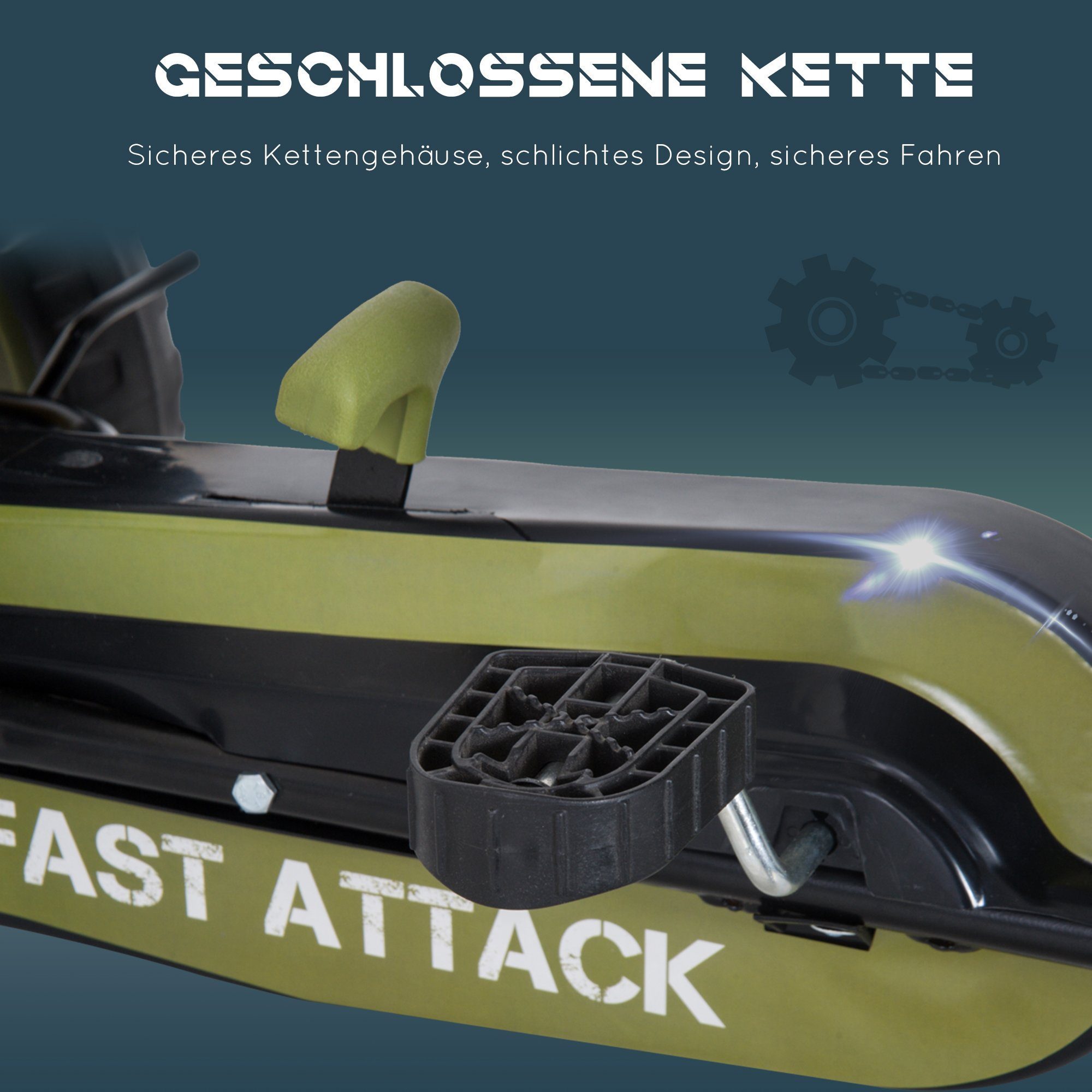 HOMCOM Go-Kart Tretauto Kinderfahrzeug mit Handbremse und verstellbarem Sitz, Grün 105 x 54 x 61cm – Bild 5 von 5