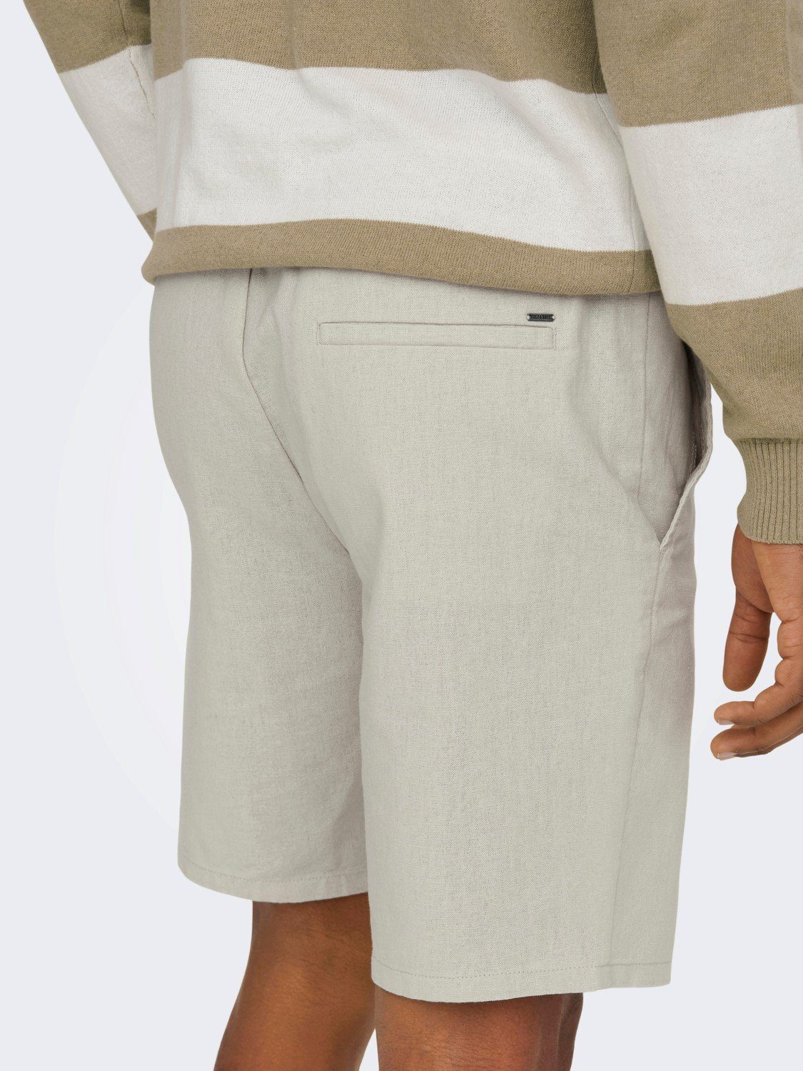 ONLY & SONS Chinoshorts Leichte Stoff ONSLINUS für Herren Baumwolle, Leinen Loose Fit Einfarbig elastisch Kordelzug – Bild 3 von 5