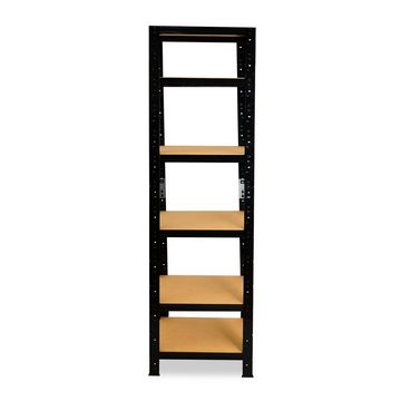 shelfplaza Schwerlastregal BLACK, 200x30x30cm, Metallregal schwarz mit 6 Böden je 145kg Tragkraft, Steckregal als Lagerregal, Büroregal & Lastenregal, Regal Metall schwarz