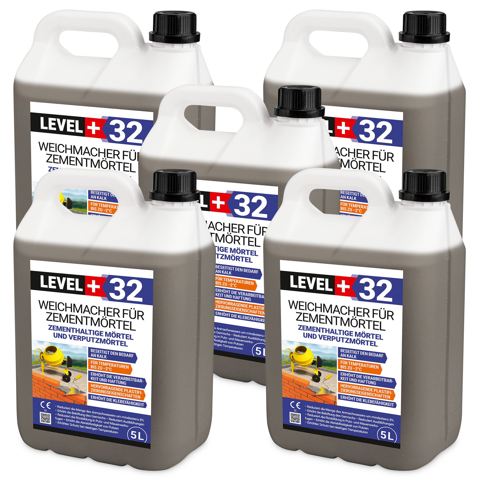 Level+ Beton LEVEL+ Weichmacher für Миномет Flüssig L+32 Ersetzt Kalk 25L 30