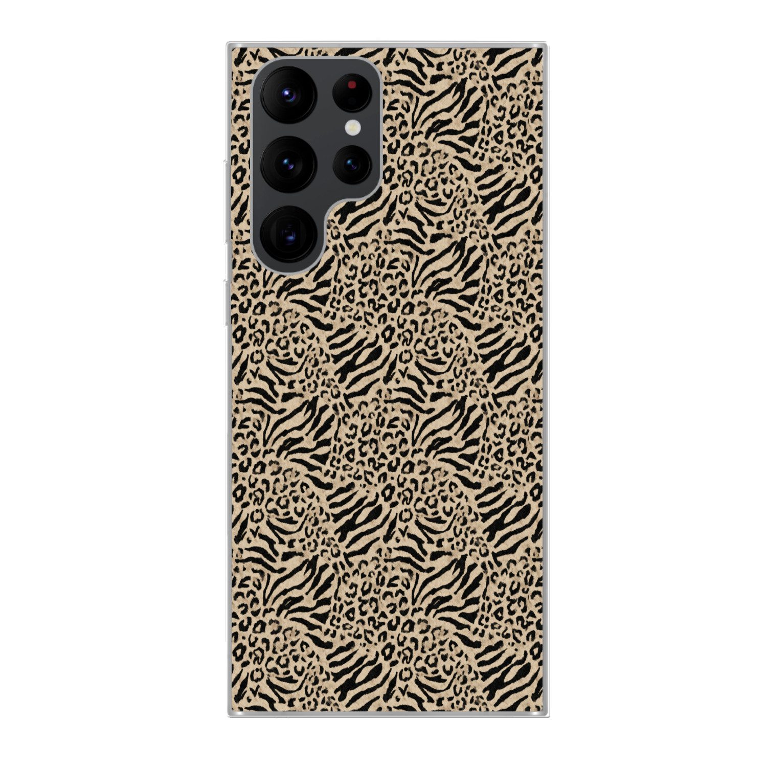 MuchoWow Handyhülle für Samsung Galaxy S22 Ultra Giraffe - Zebra - Motiv - Braun, Phone Case, Silikon, Schutzhülle Dünn