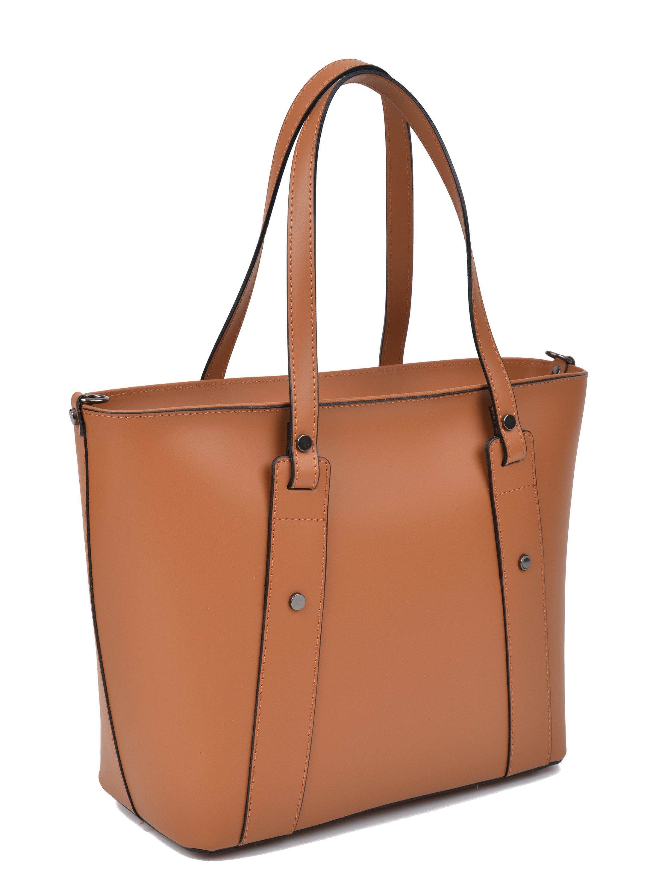 Renata Corsi Umhängetasche, Elegante Top-Griff-Tasche aus echtem Leder in Cognac für Damen