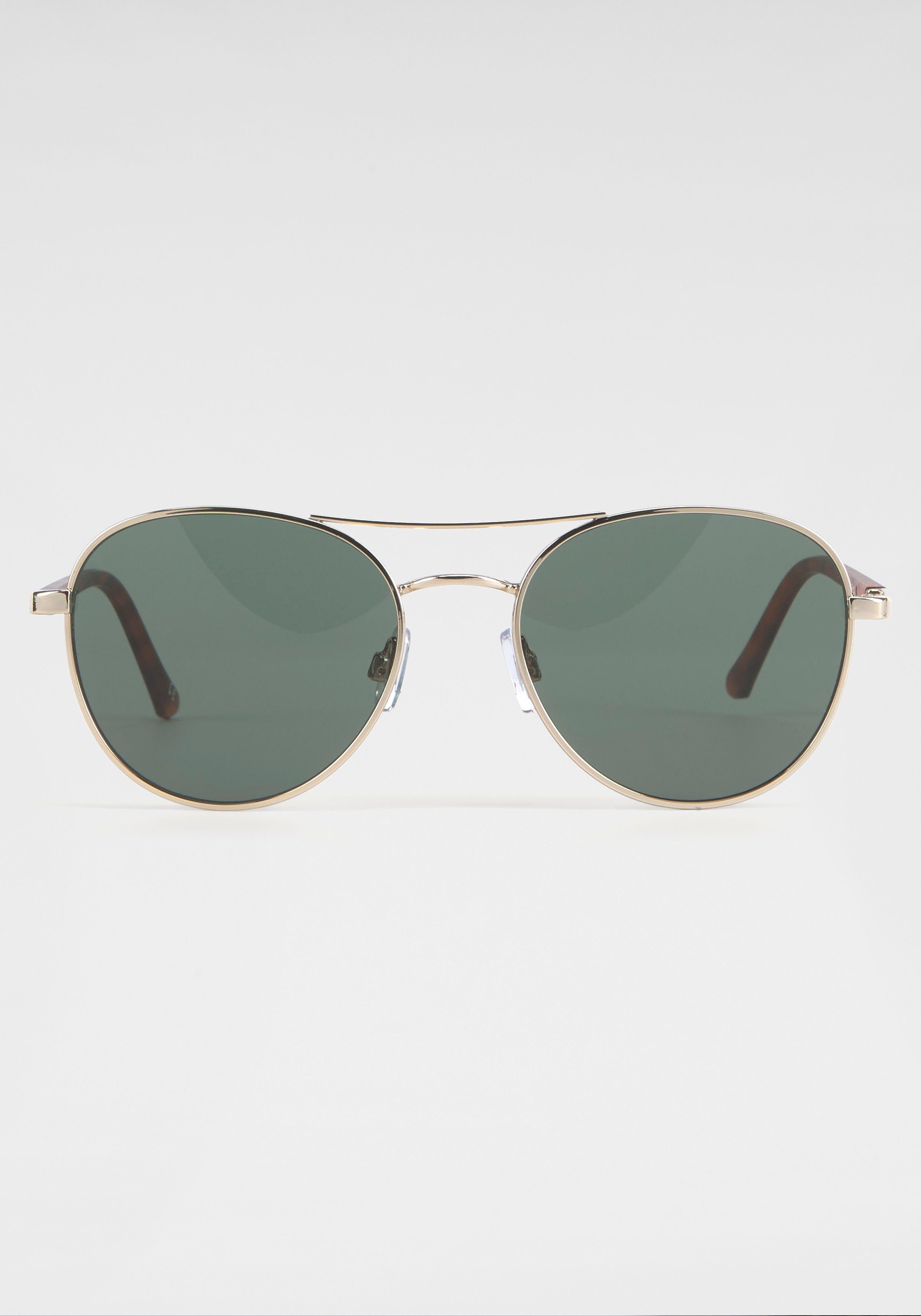 Gin Tonic Pilotenbrille Getönte Gläser, Bügel im Animal-Design goldfarben-grün | Sonnenbrillen