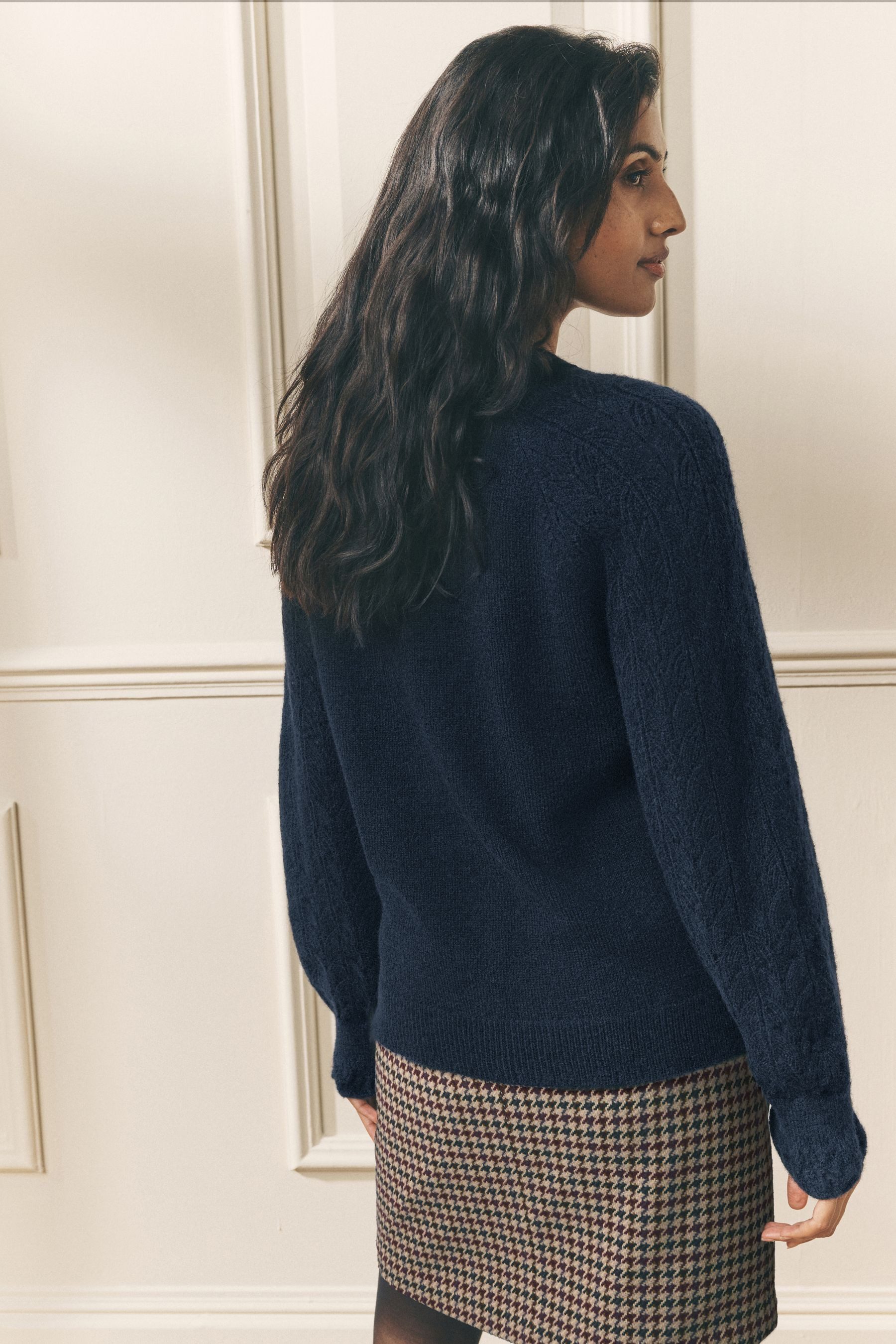 LAURA ASHLEY Strickpullover Laura Ashley Pointelle-Pullover mit Wollanteil (1-tlg)