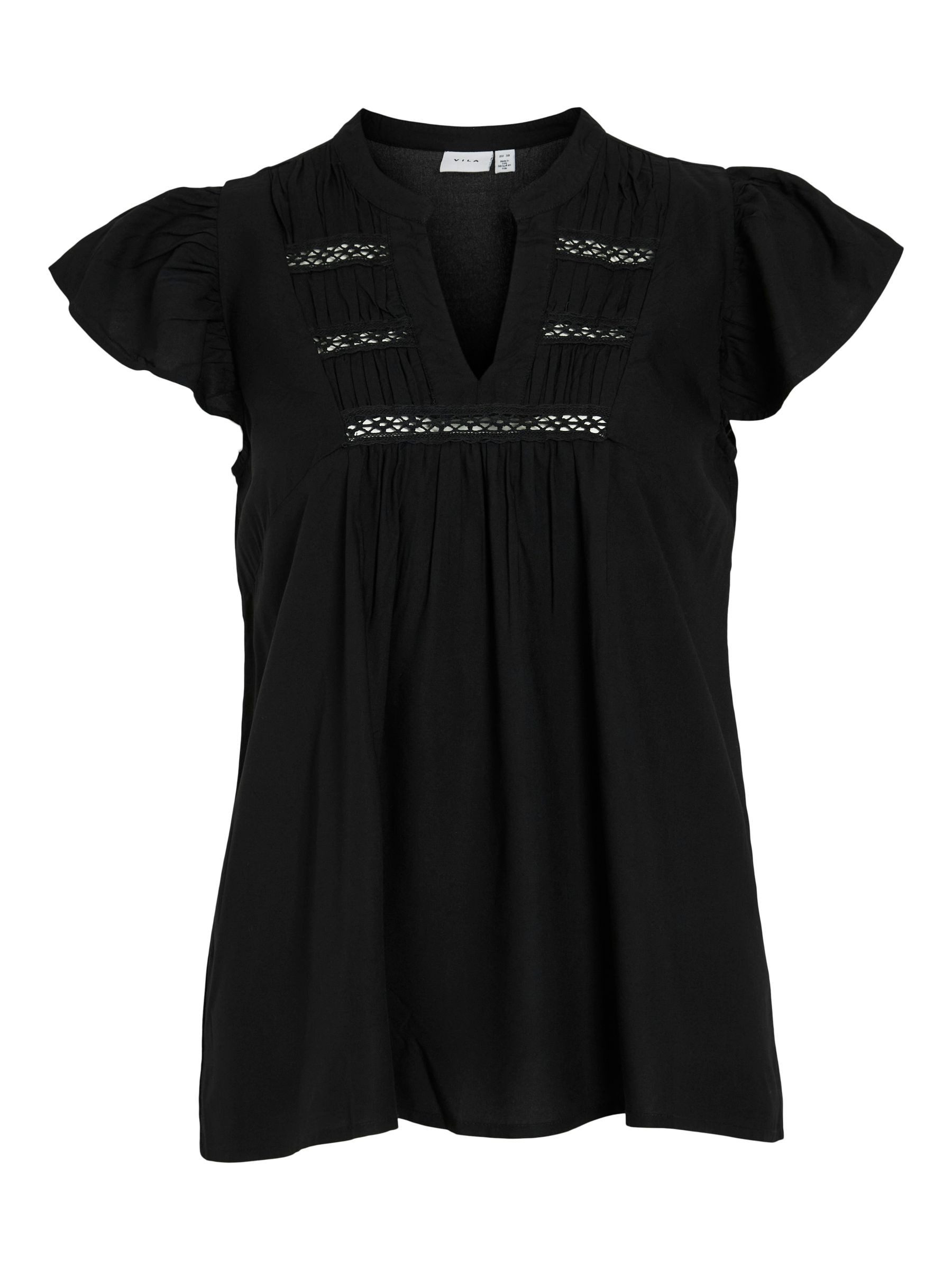 Vila Blusenshirt Elegantes Design mit Rüschen und Gittereinsätzen VIVISIA V günstig online kaufen
