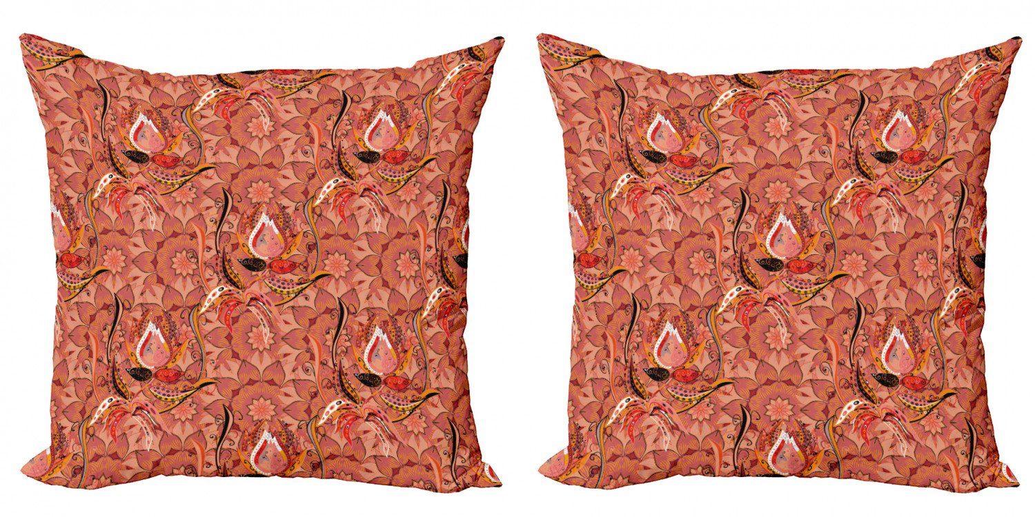Kissenbezüge Modern Accent Doppelseitiger Digitaldruck, Abakuhaus (2 Stück), Pfirsich Floral Vibrant Zeichnung