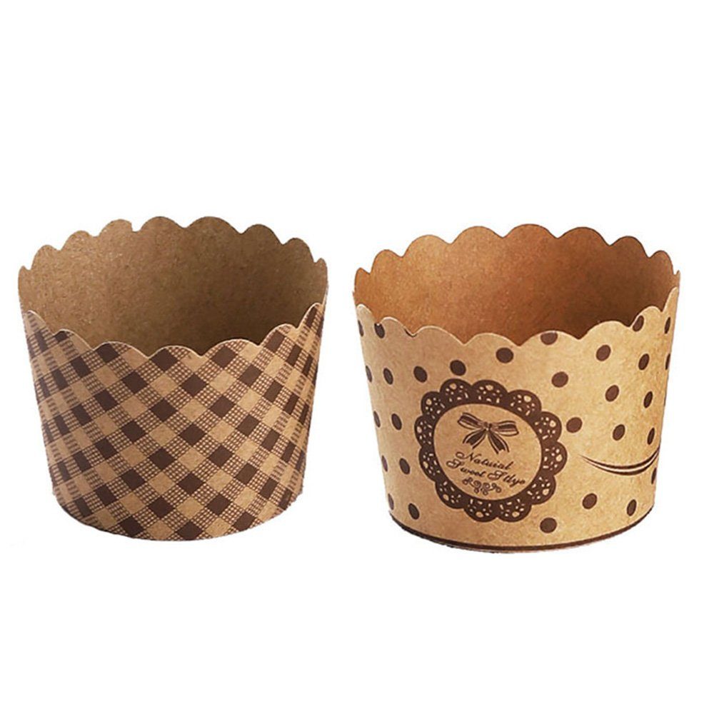 100Stück Kraftpapier, Cupcake Backförmchen Muffinförmchen HIBNOPN Muffinform (100-tlg) Papier Formen