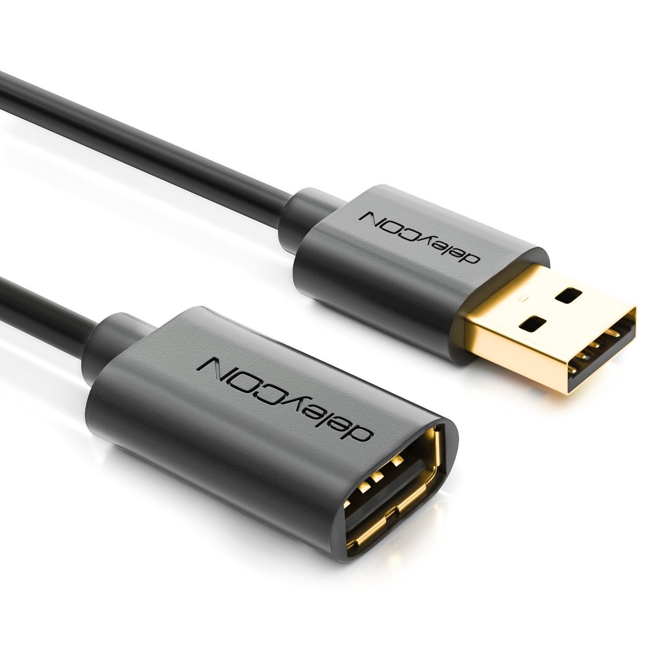deleyCON deleyCON 2m USB 2.0 Verlängerungskabel USB-A auf USB-A - Schwarz USB-Kabel – Bild 2 von 5