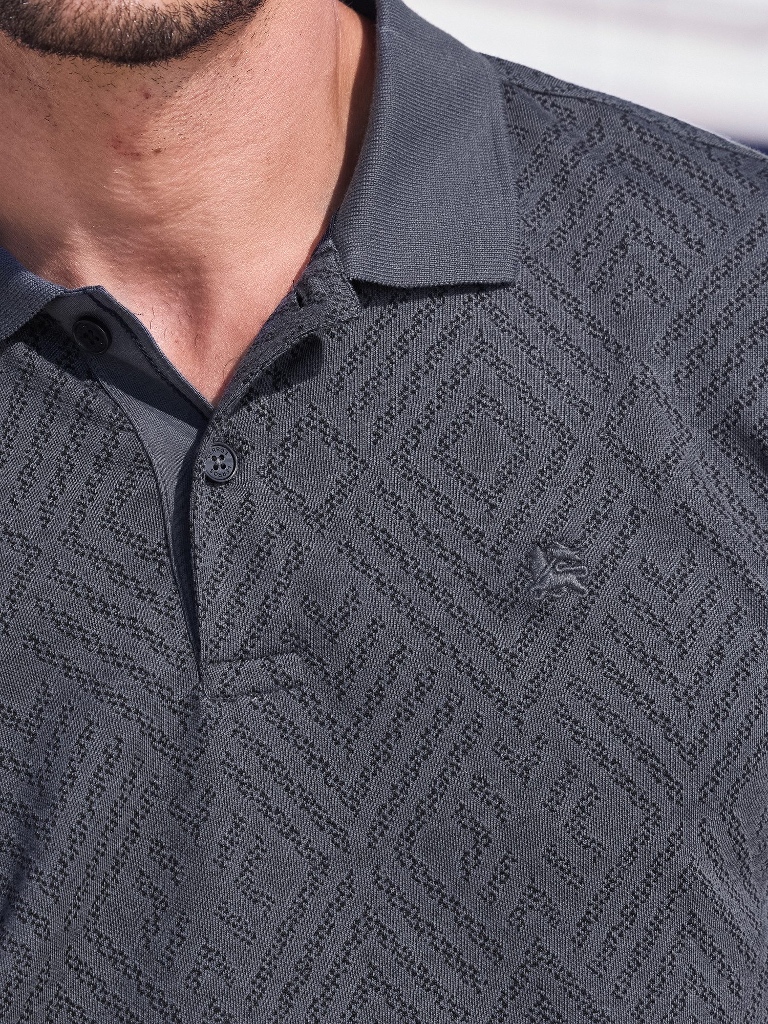 LERROS Poloshirt Poloshirt mit rautenförmigem Jaquard-Muster in 2-Tone-Optik