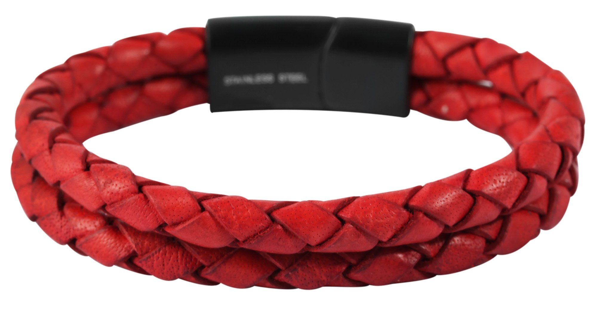 AKZENT Lederarmband Ledoy Unisex Lederarmband geflochten, Rot (einzeln)