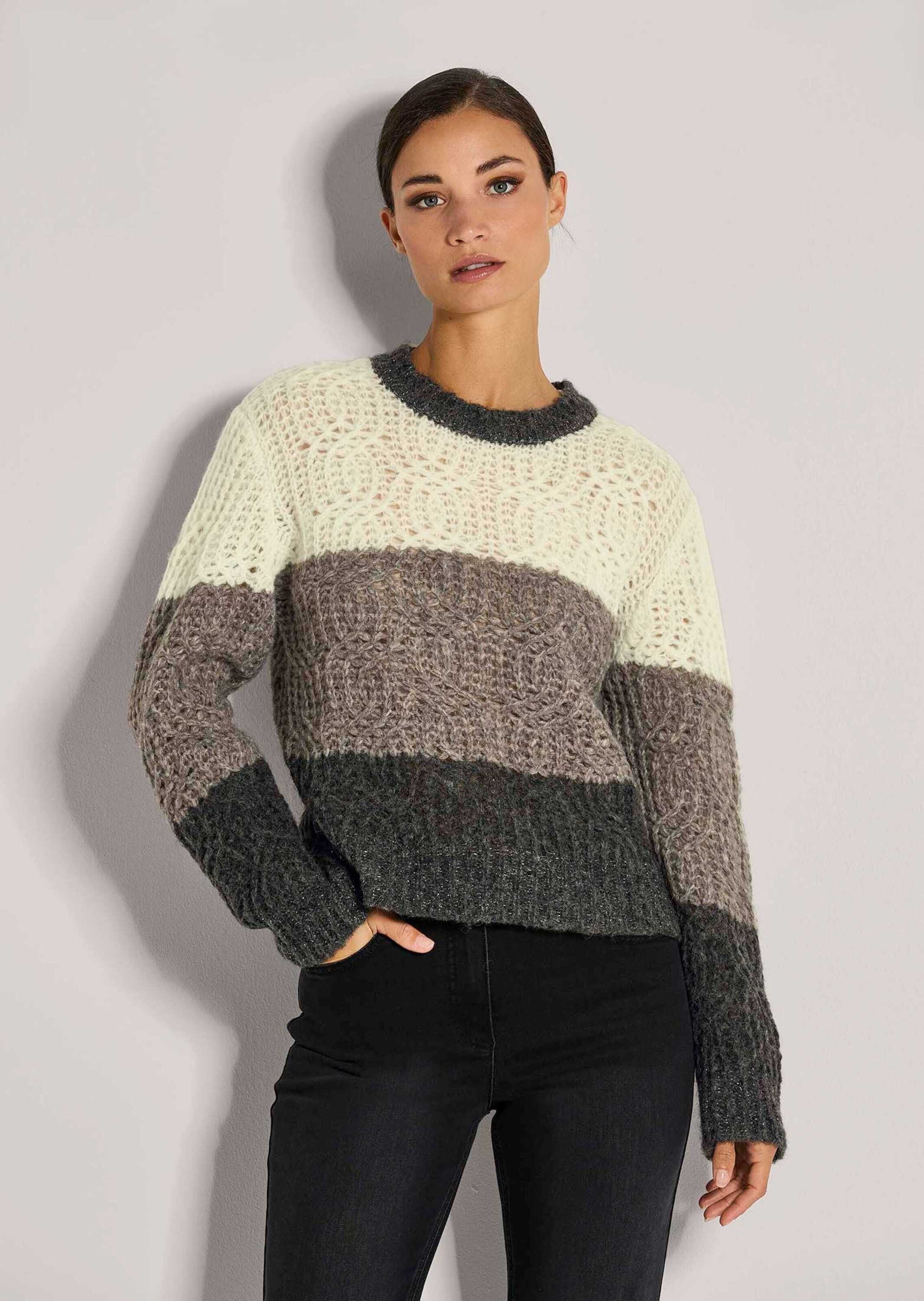 MADELEINE Strickpullover Eleganter Wollpullover mit Zopfmuster Winterpullov günstig online kaufen