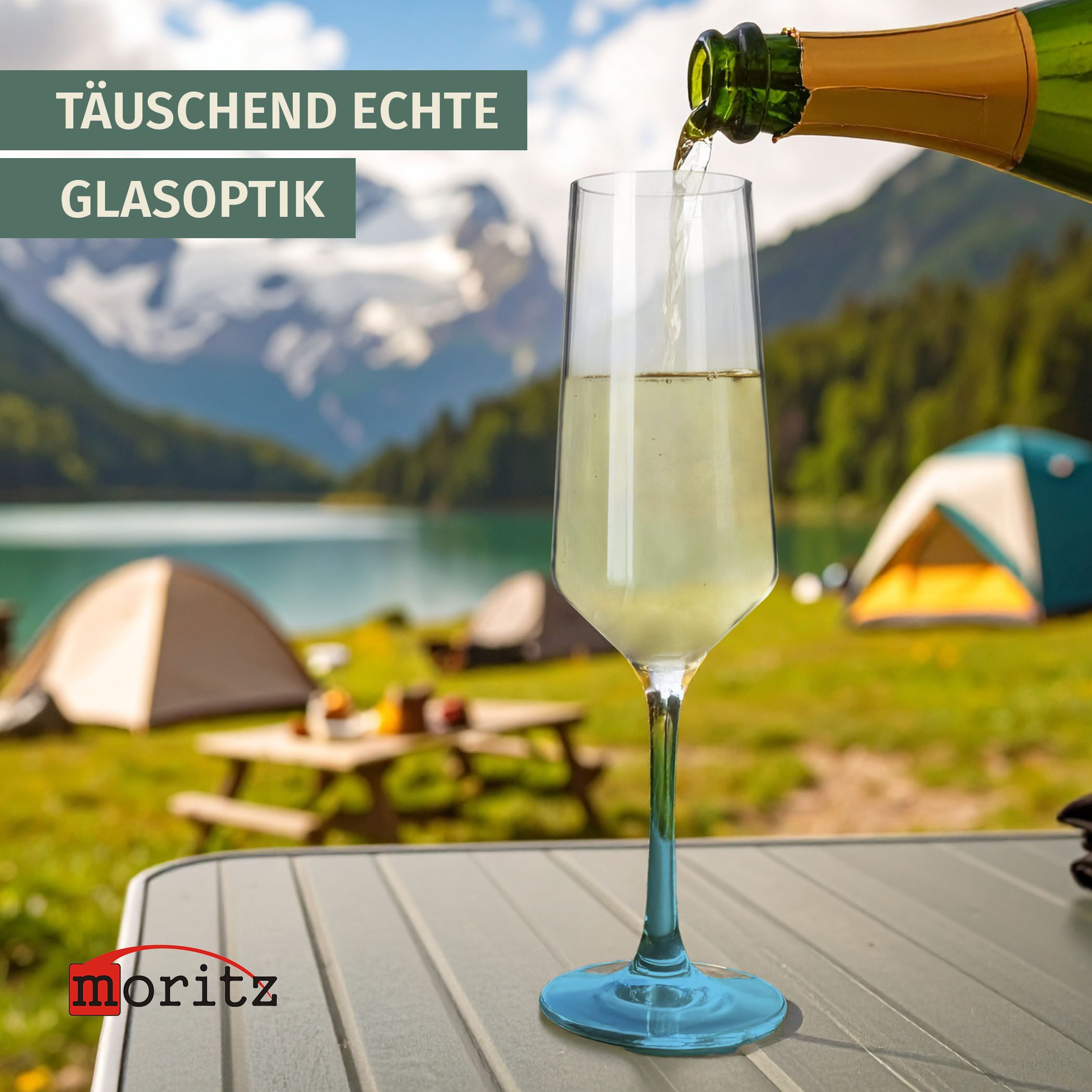 Moritz Sektglas Milano Champagnerglas blue line 2er Set Polycarbonat 280 ml bruchfest