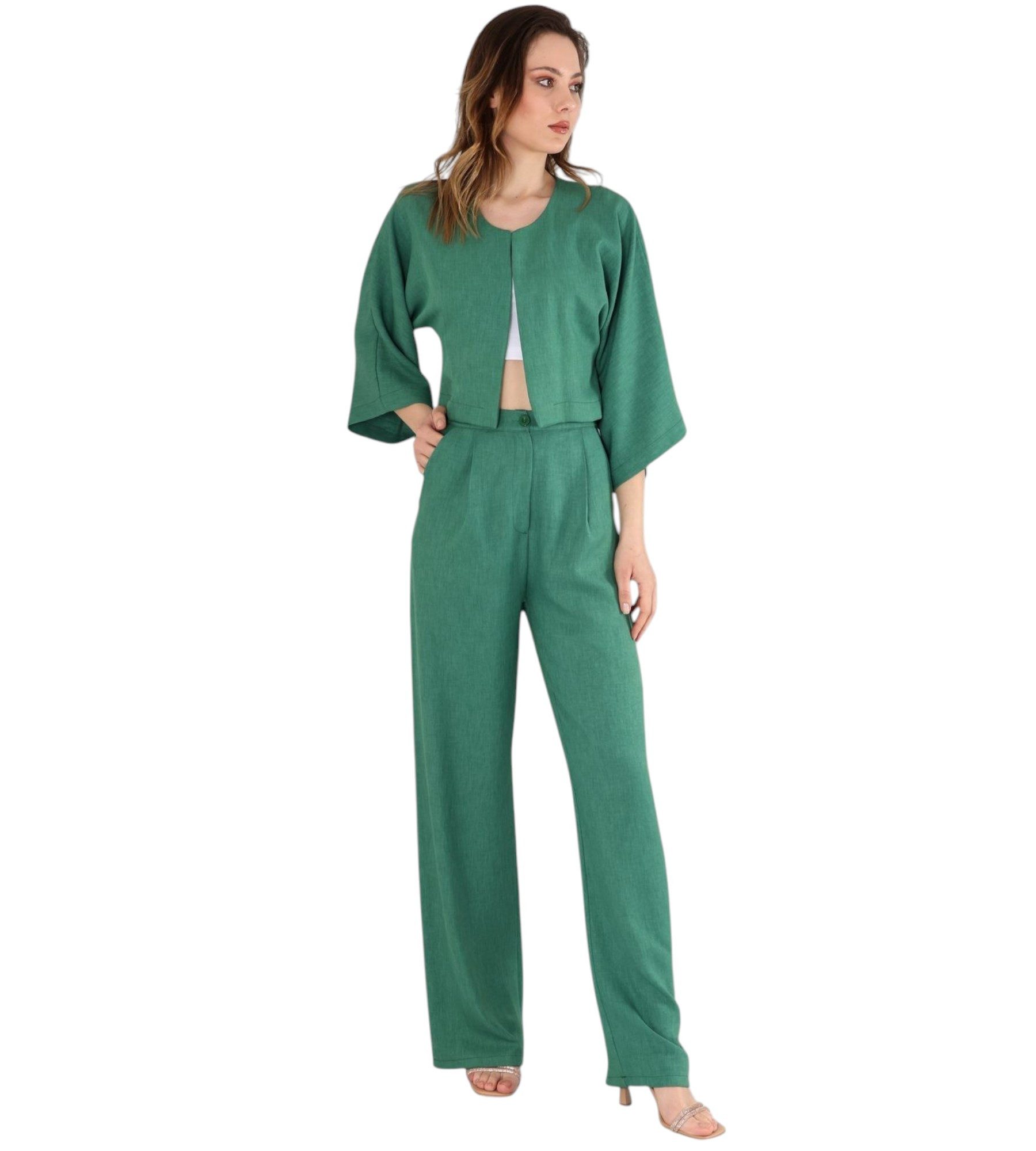 fashionshowcase Palazzohose Damen Stoffhose in Leinenoptik – elegant Weites Bein vielseitig, mit Bundfalten, ideal für lange Beine