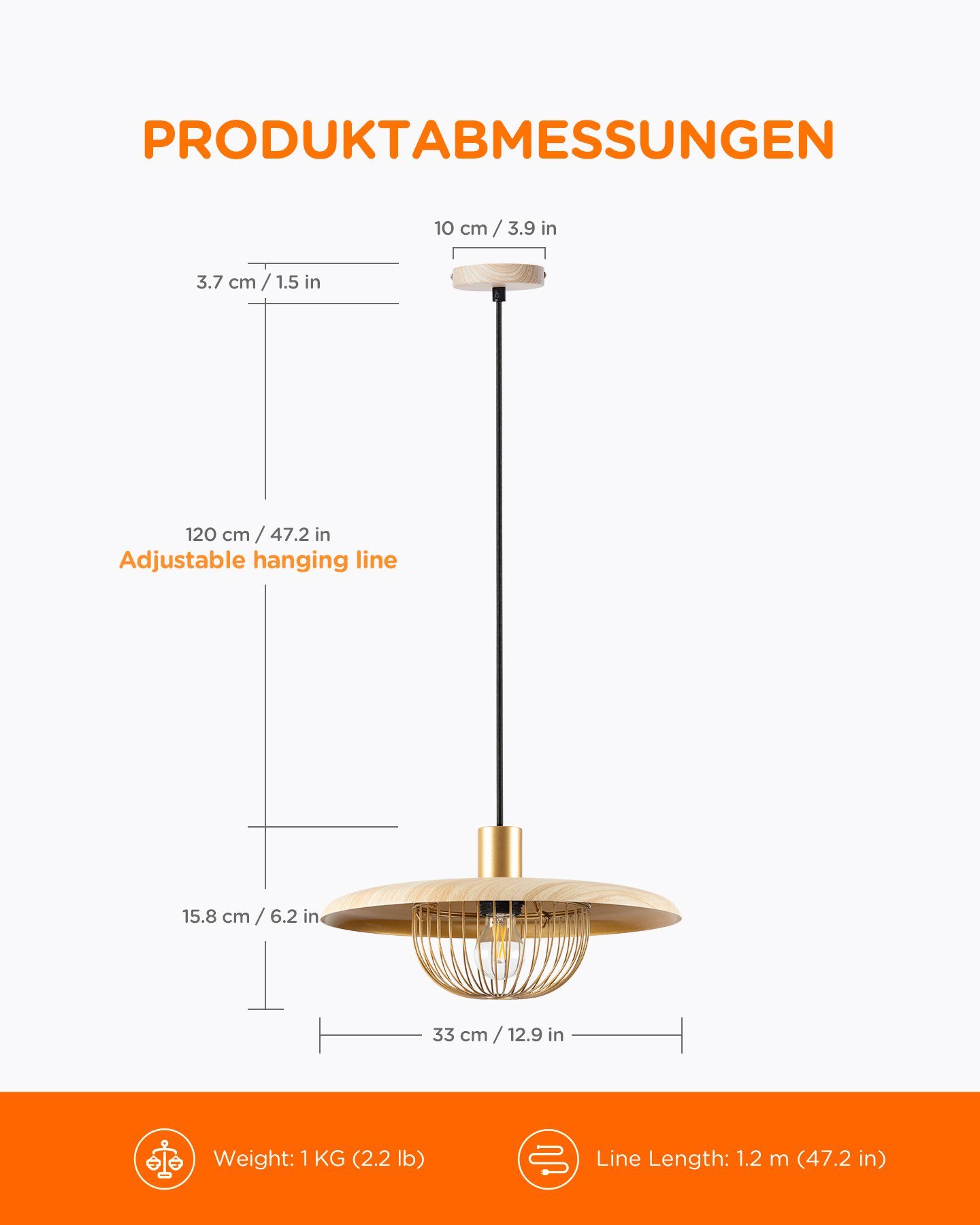 Tomons Pendelleuchte Hängeleuchte Skandinavisch Deckenlampe, Höhenverstellb günstig online kaufen