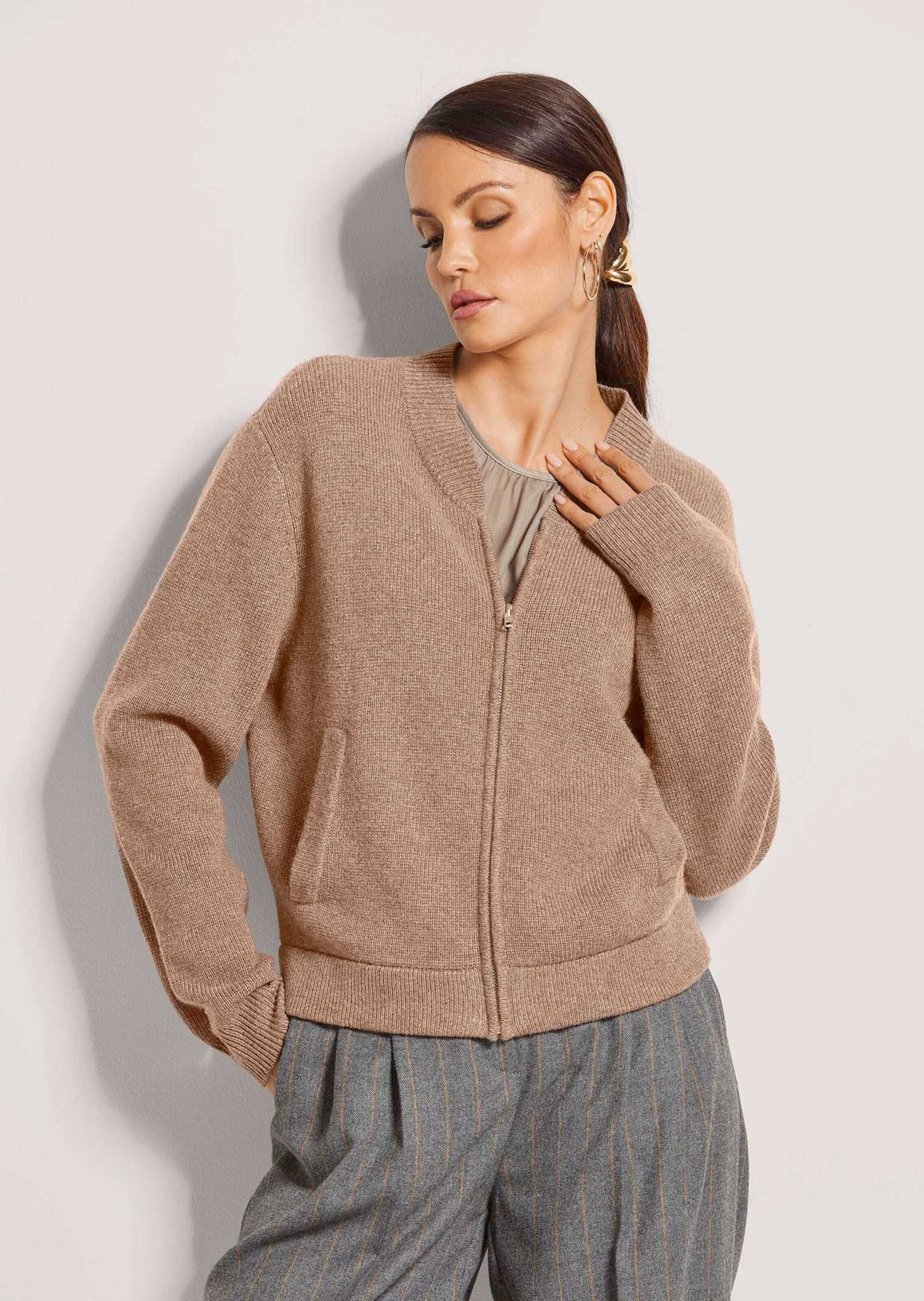 Strickjacke Sportiver Strick-Blouson mit Reißverschluss